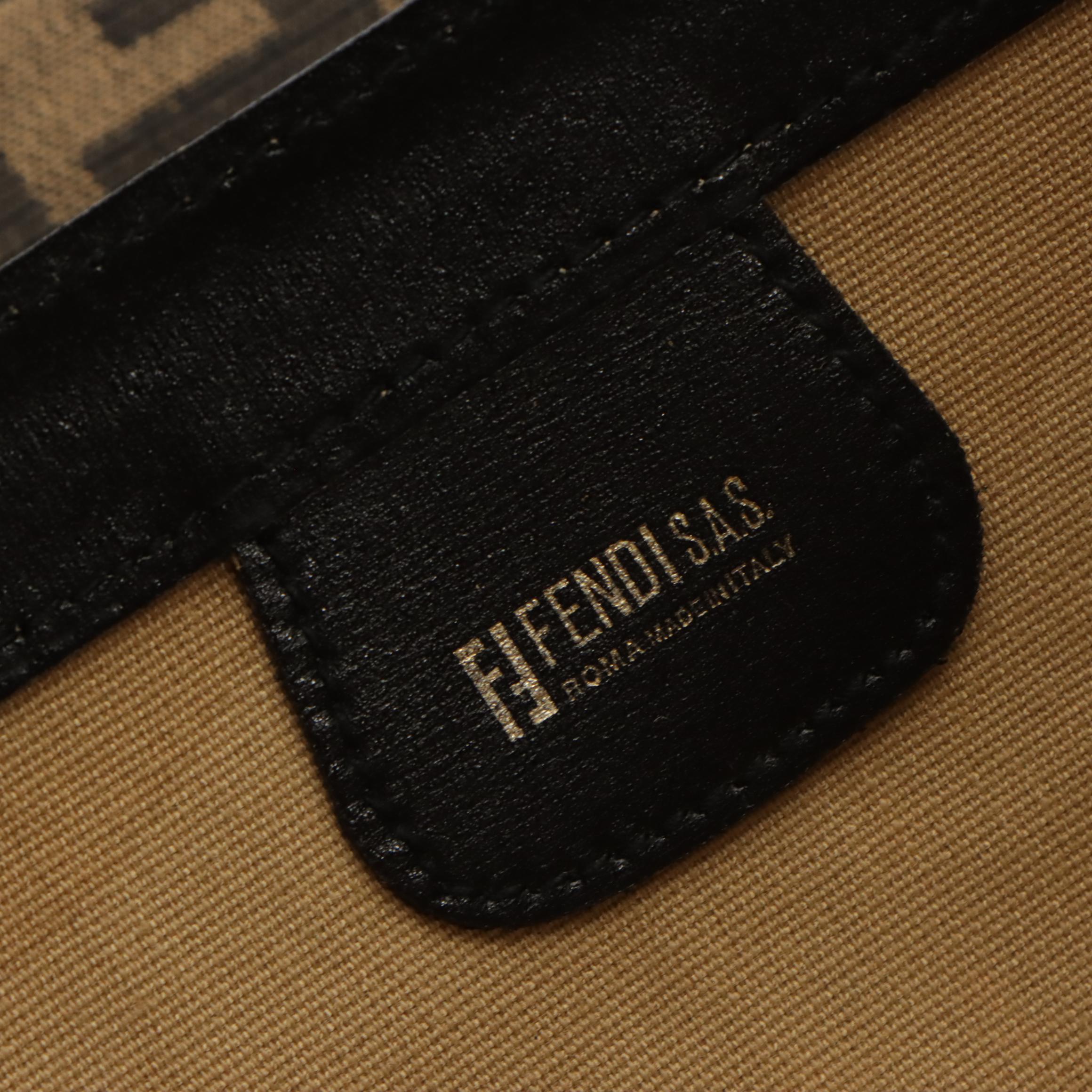 Fendi Vintage Flat Handlebar Bag in Zucca Nylon Canvas and Leather Trim