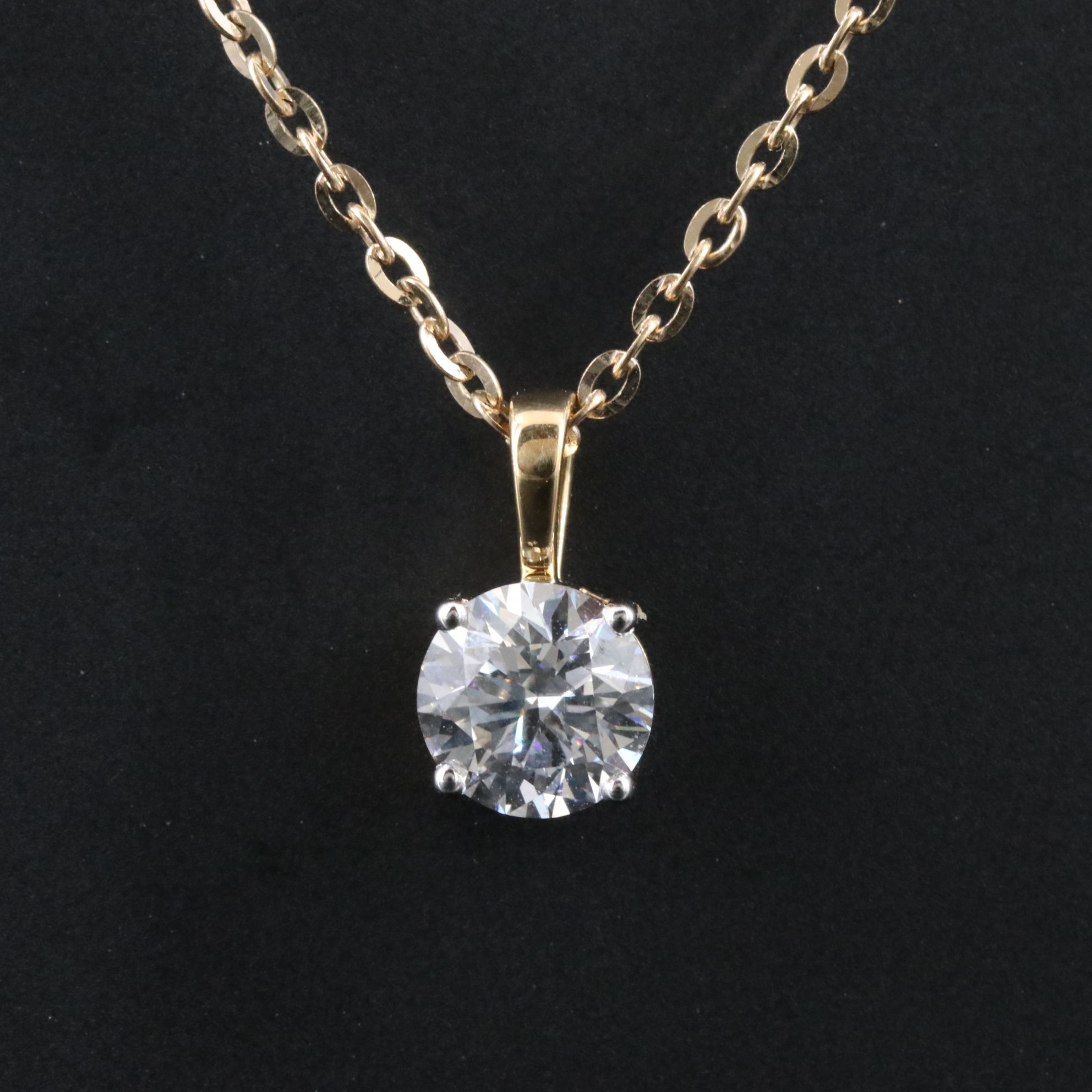 14K 1.02 CT Lab Grown Diamond Solitaire Pendant Necklace with IGI Report