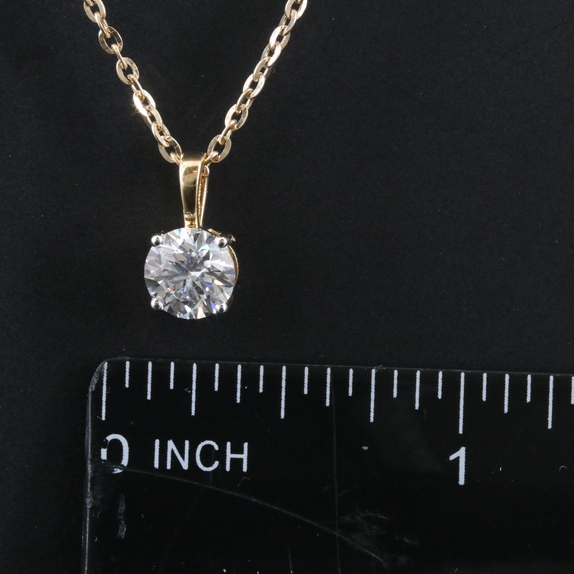 14K 1.02 CT Lab Grown Diamond Solitaire Pendant Necklace with IGI Report