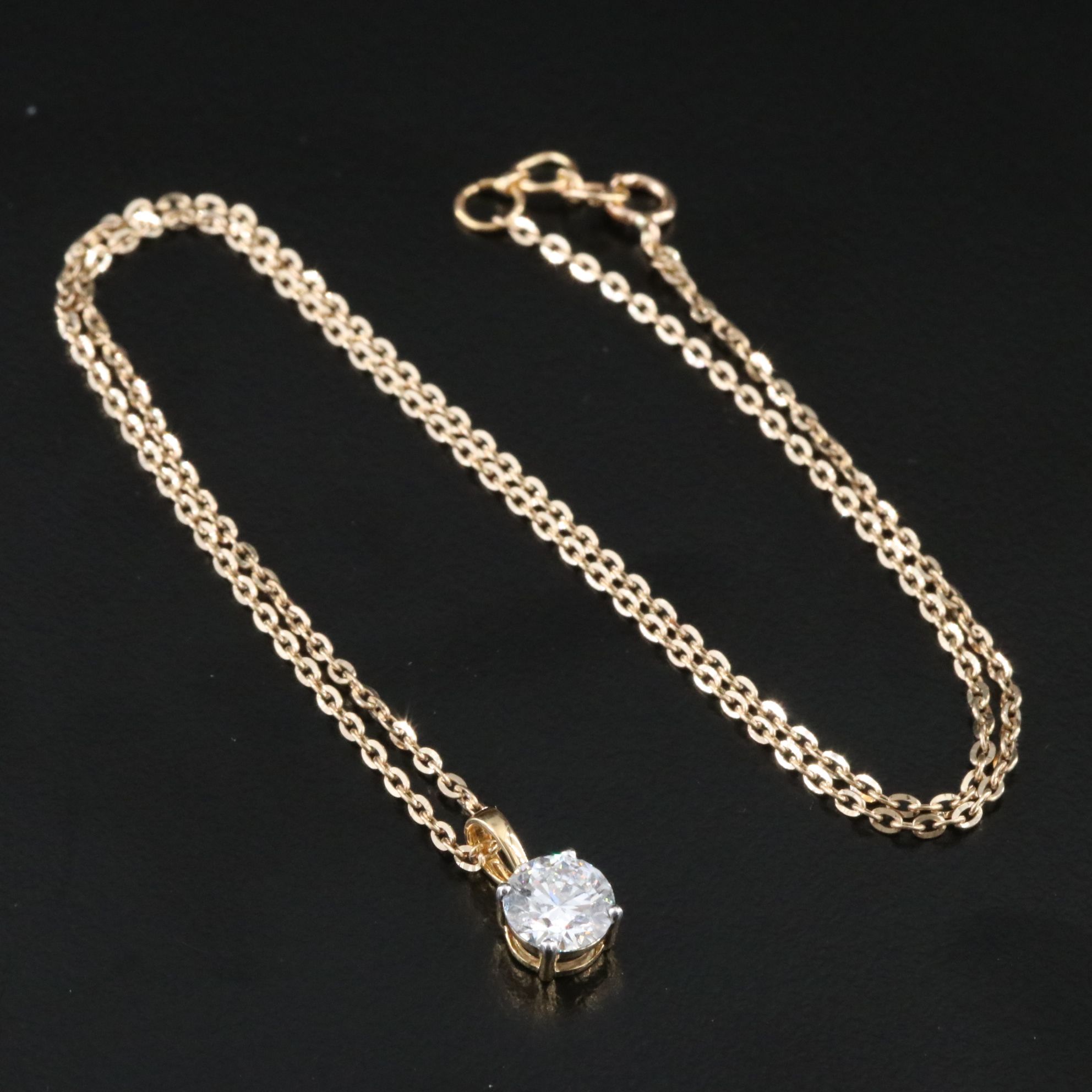 14K 1.02 CT Lab Grown Diamond Solitaire Pendant Necklace with IGI Report
