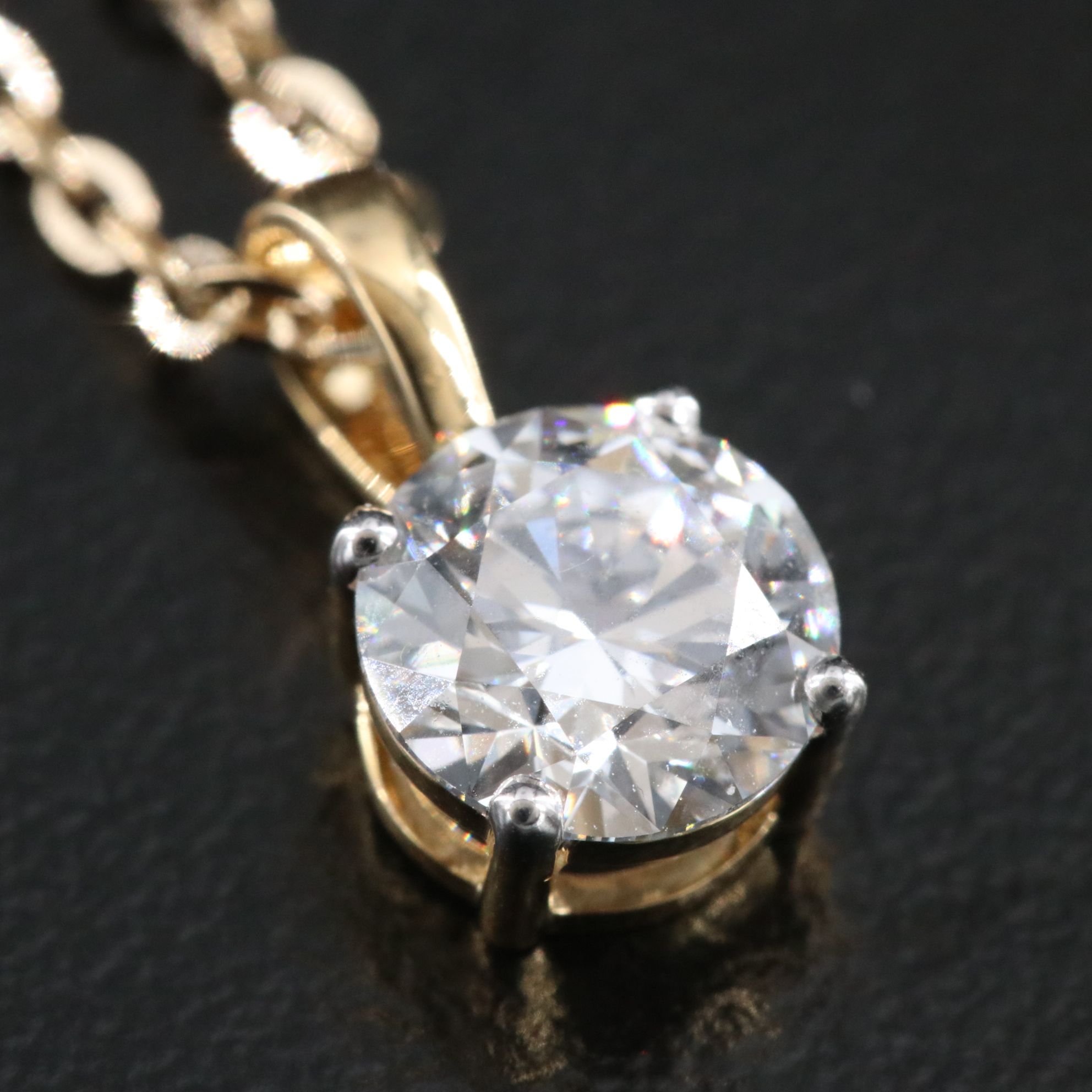 14K 1.02 CT Lab Grown Diamond Solitaire Pendant Necklace with IGI Report