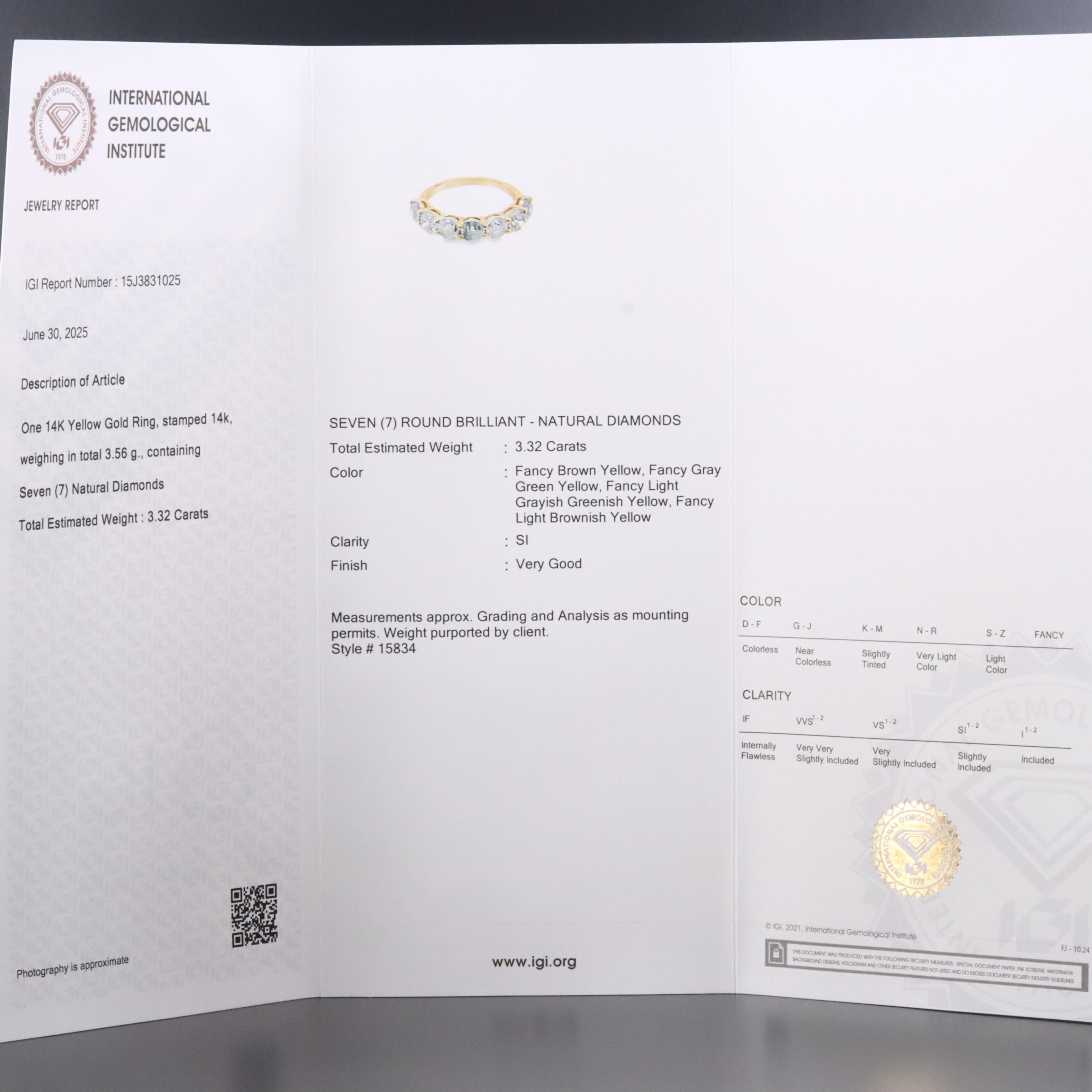 14K 3.32 CTW Diamond Ring with IGI Report