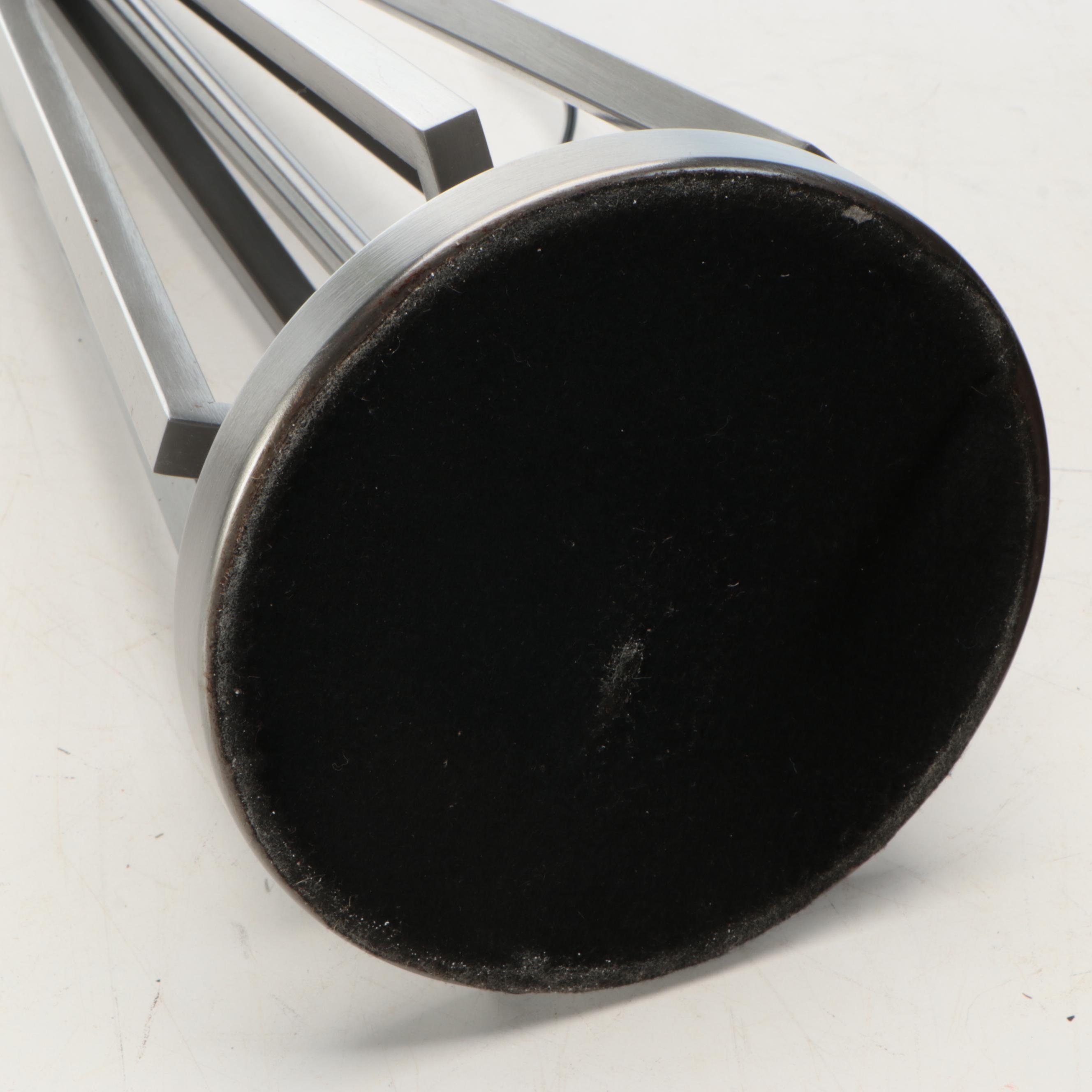 Postmodern Satin Pewter and Gold Finish Table Lamp with Dark Cotton Shade