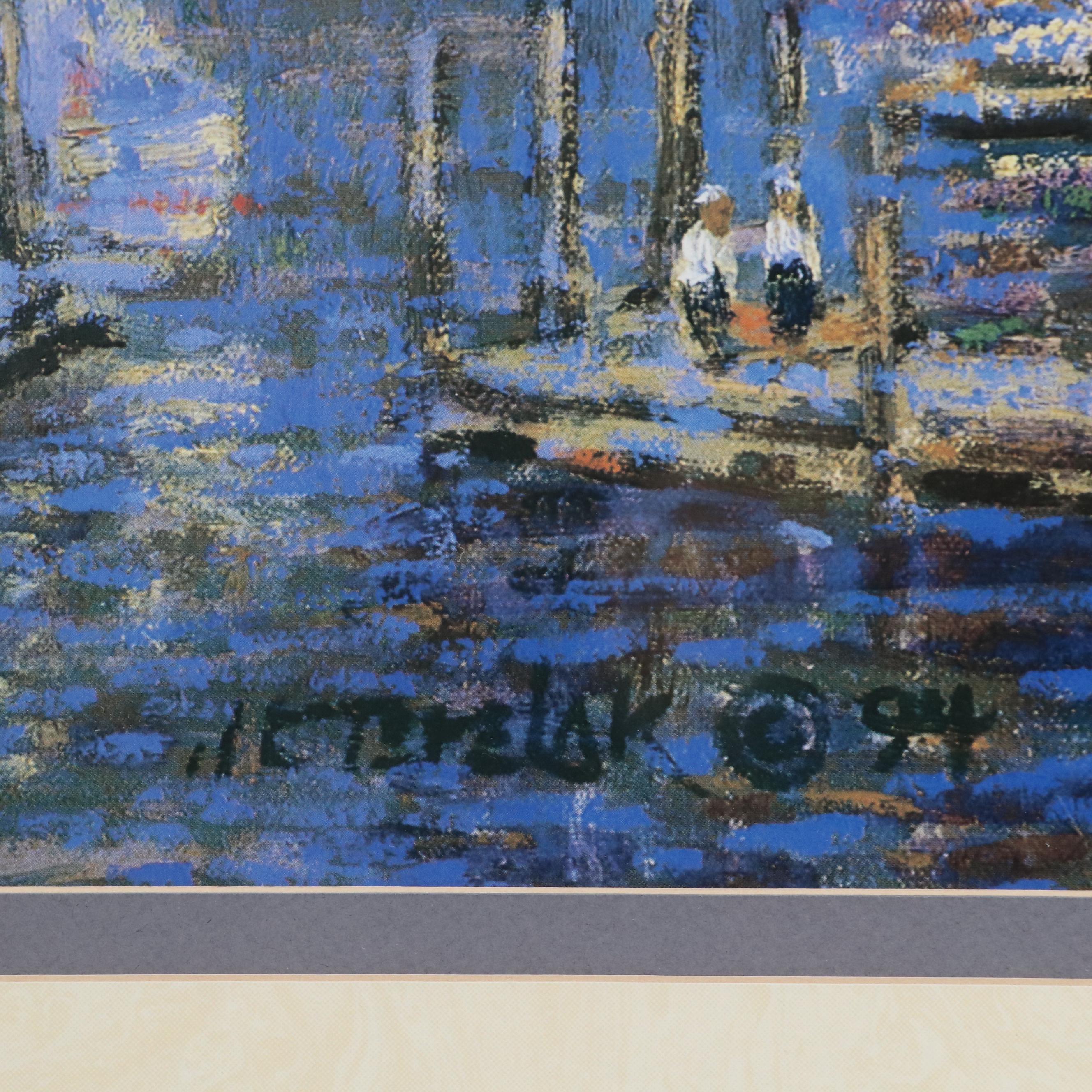 After John Terelak Offset Lithograph "Village Harbor," 1994