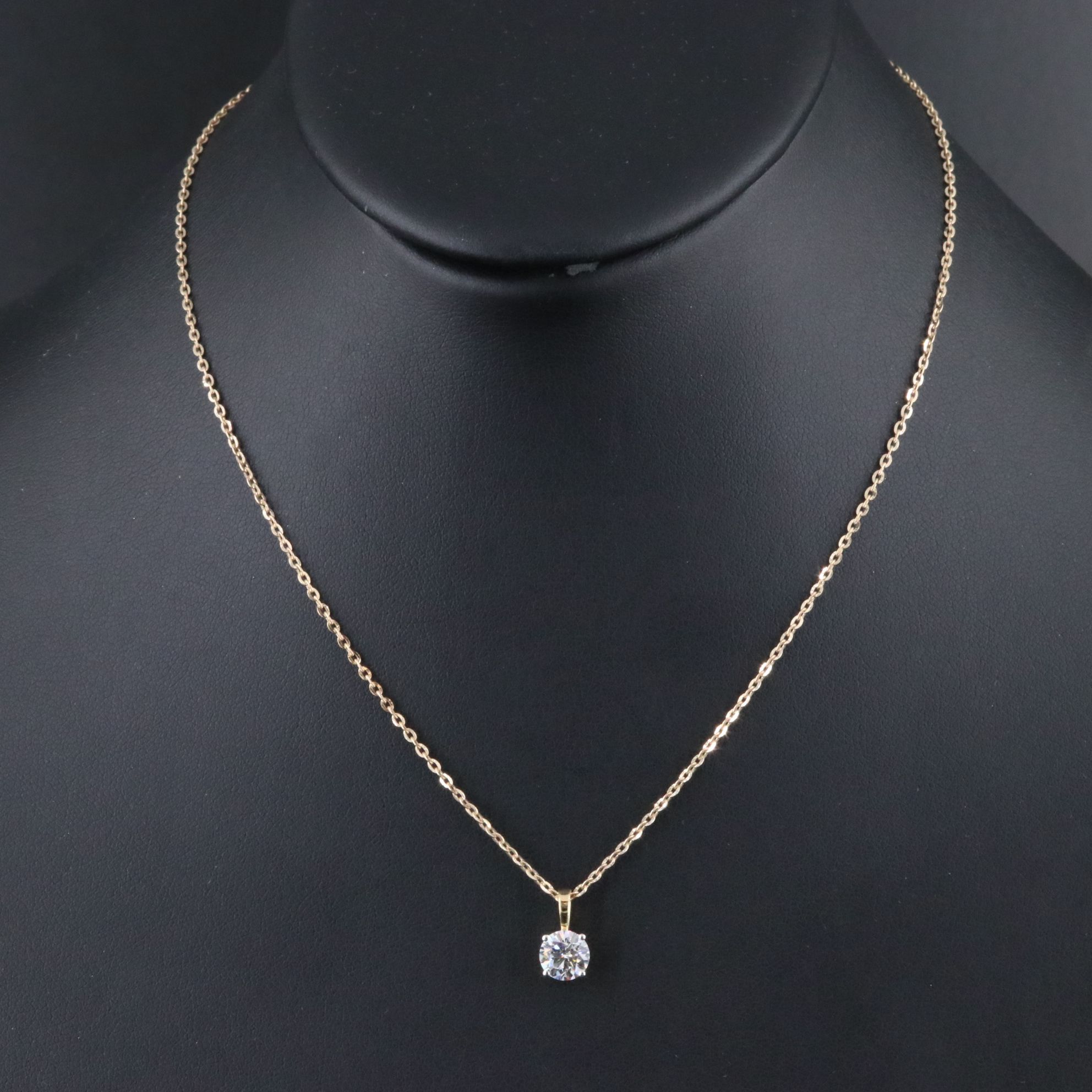 14K 1.06 CT Lab Grown Diamond Solitaire Necklace with IGI Report