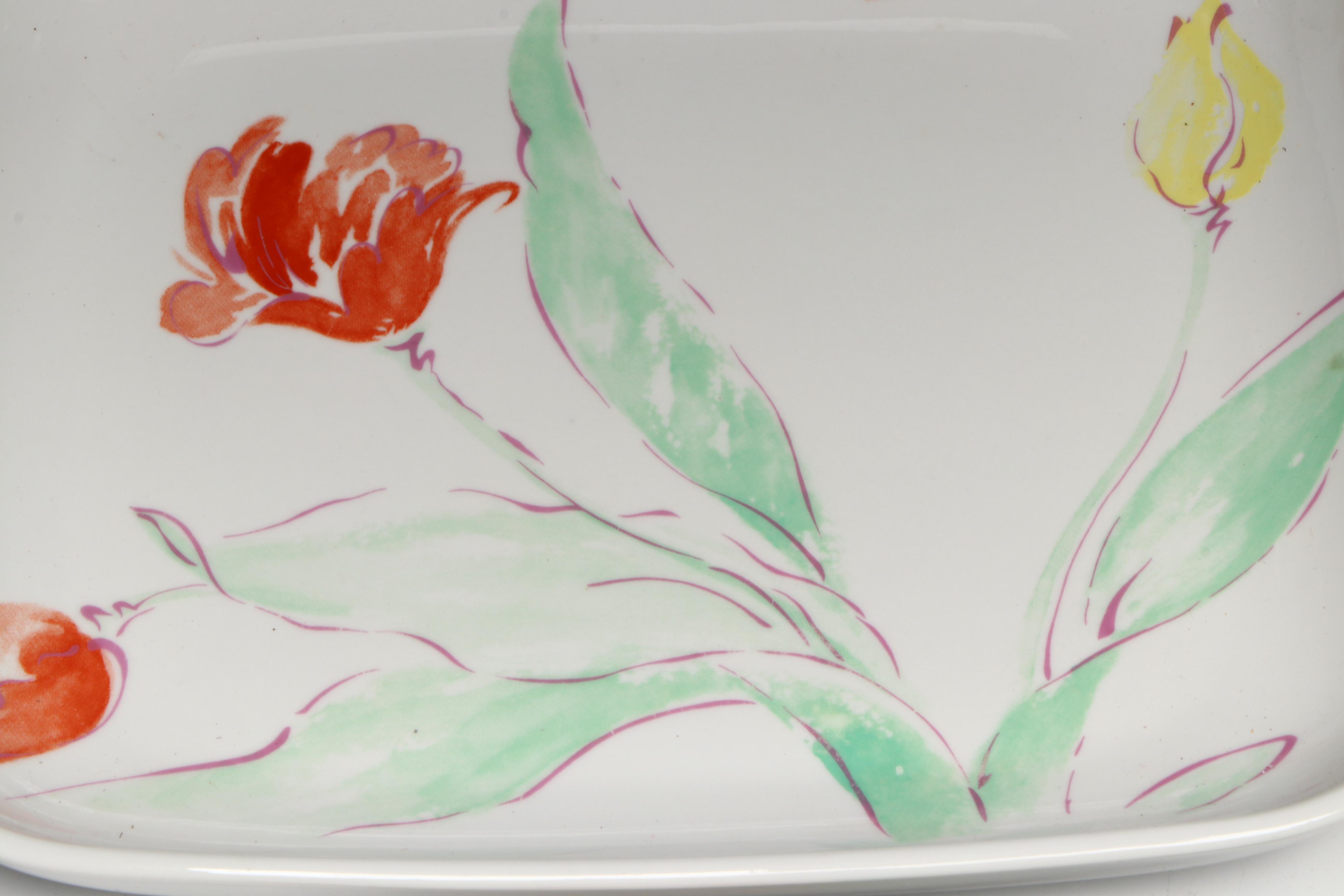 Pink Glass Water Glasses and Cocktail Coupes with Fair winds Porcelain Serveware