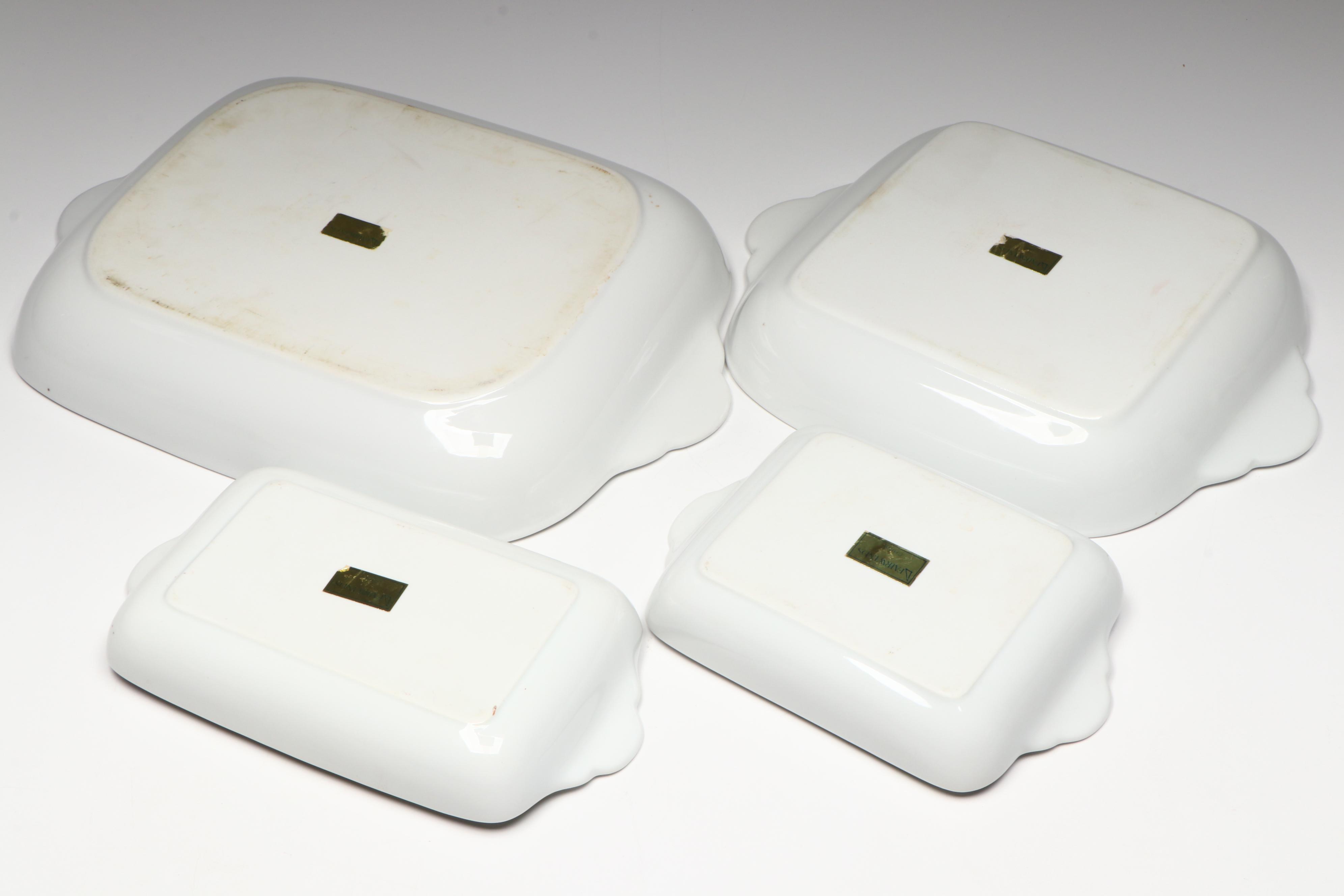 Pink Glass Water Glasses and Cocktail Coupes with Fair winds Porcelain Serveware