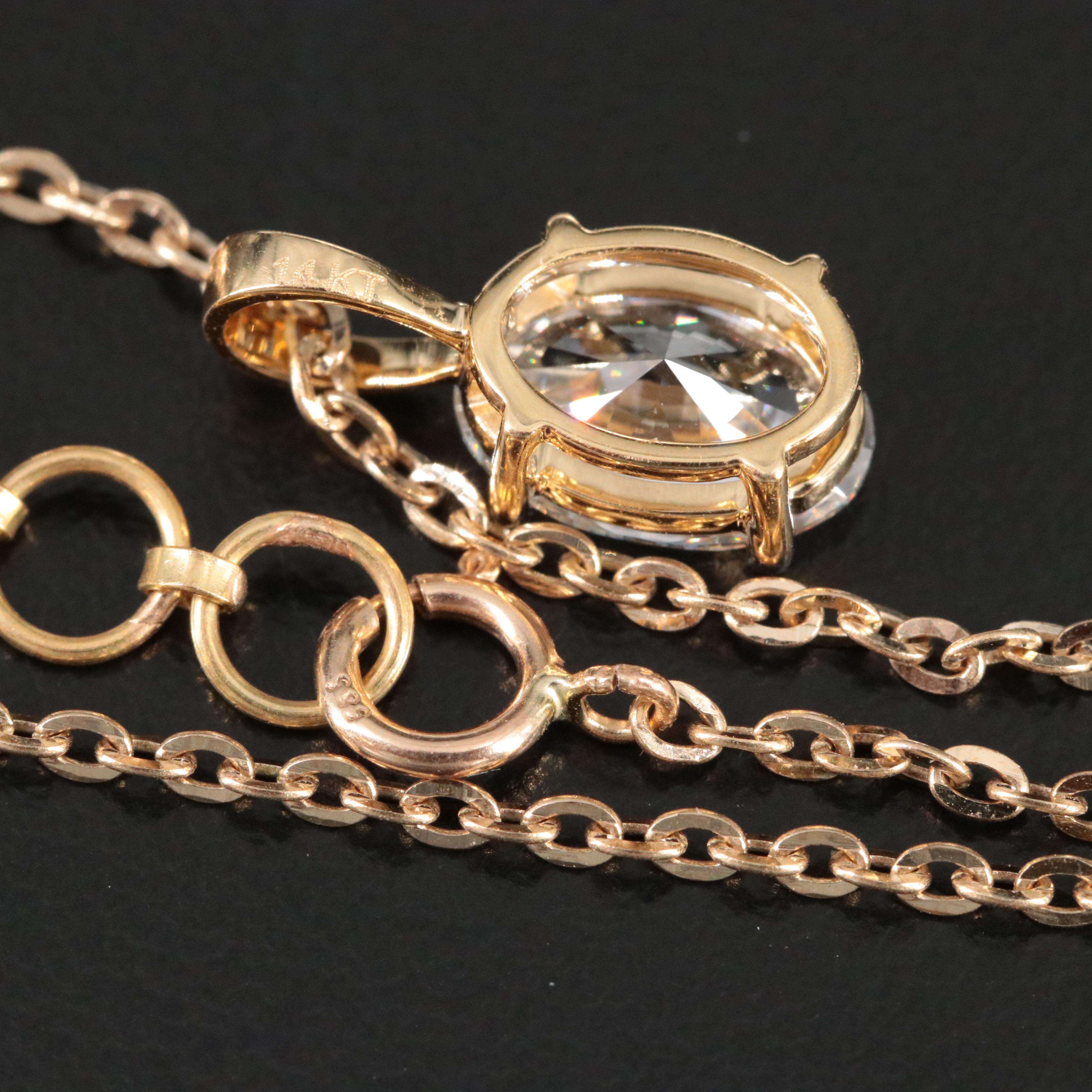 14K 1.10 CT Lab Grown Diamond Solitaire Pendant Necklace with IGI Report