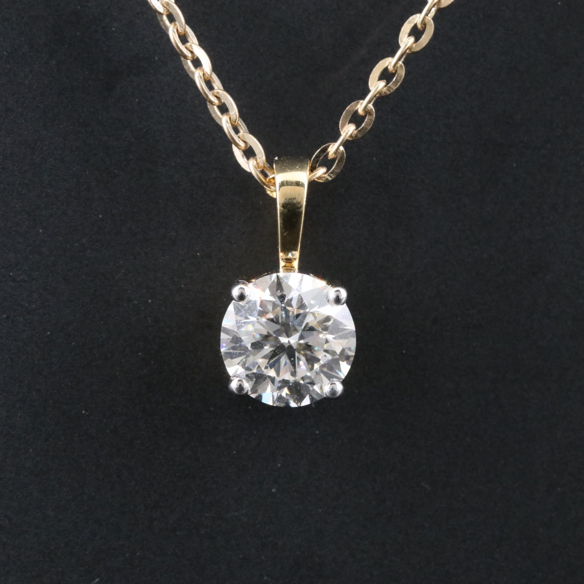 14K 1.06 CT Lab Grown Diamond Solitaire Pendant Necklace with IGI Report
