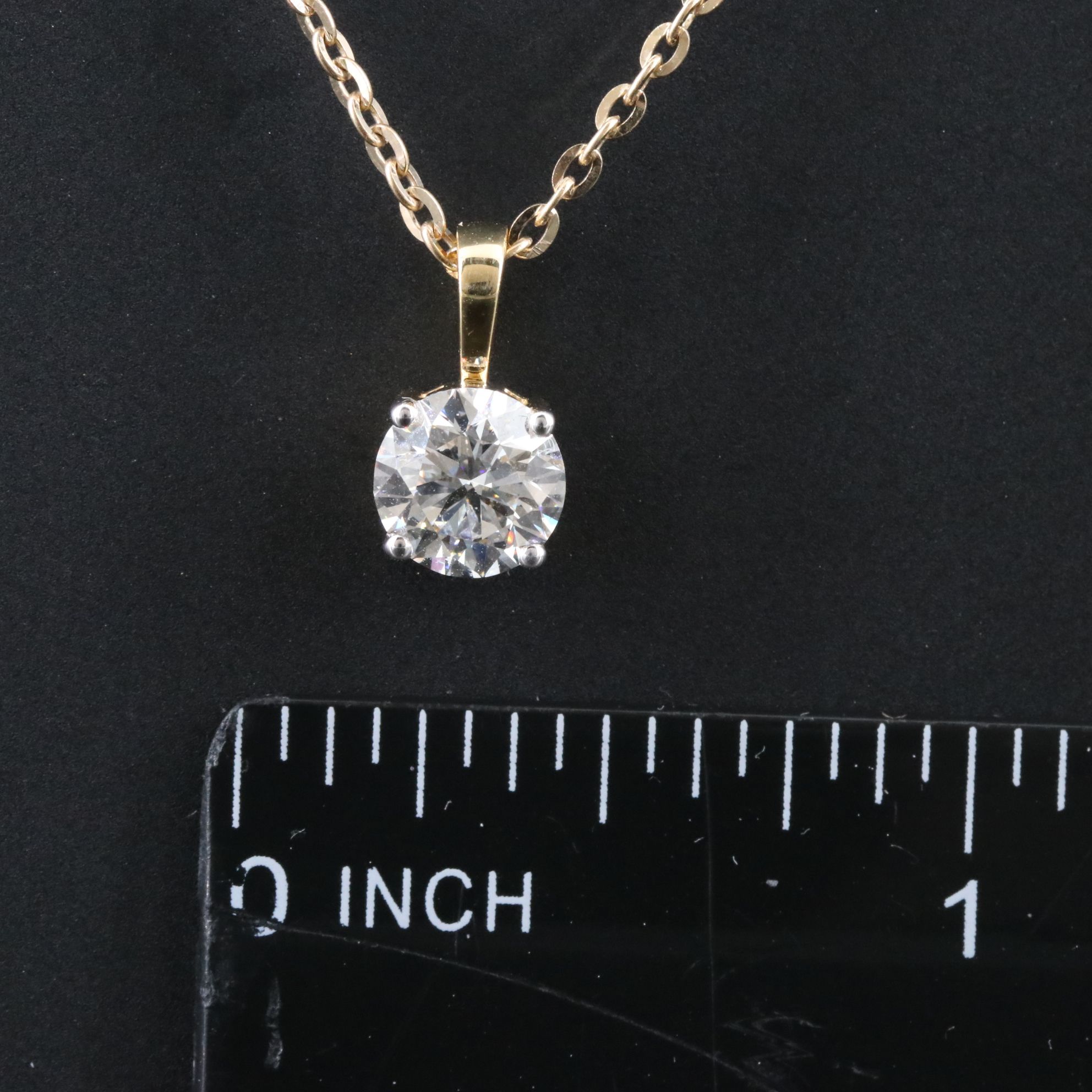 14K 1.06 CT Lab Grown Diamond Solitaire Pendant Necklace with IGI Report