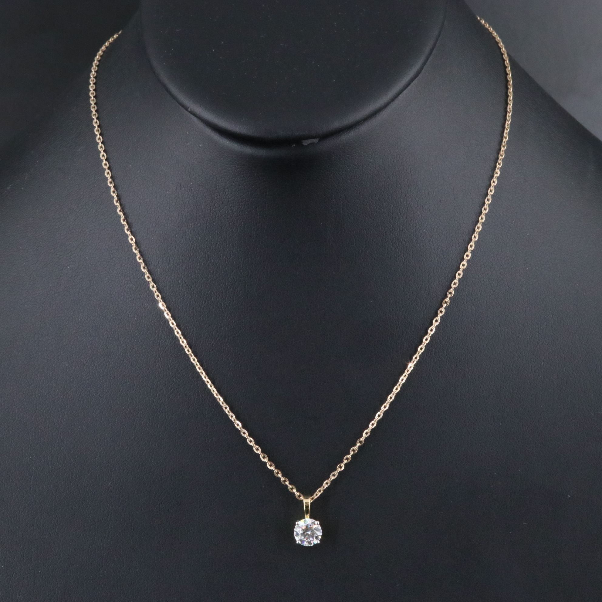14K 1.06 CT Lab Grown Diamond Solitaire Pendant Necklace with IGI Report