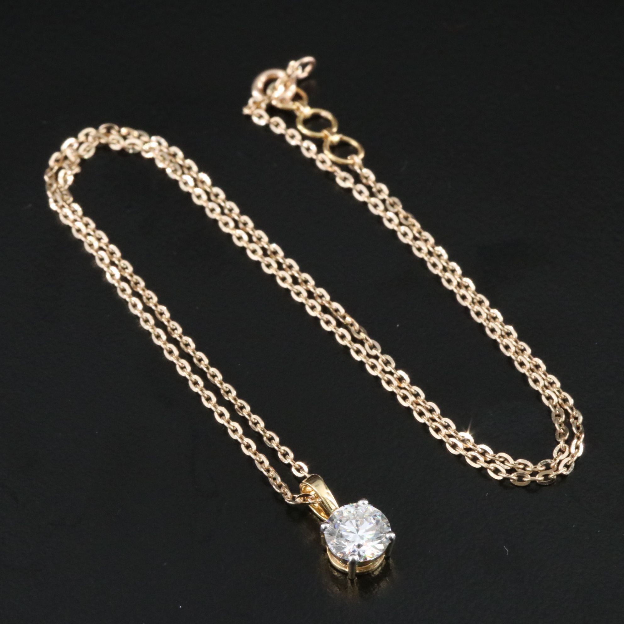 14K 1.06 CT Lab Grown Diamond Solitaire Pendant Necklace with IGI Report