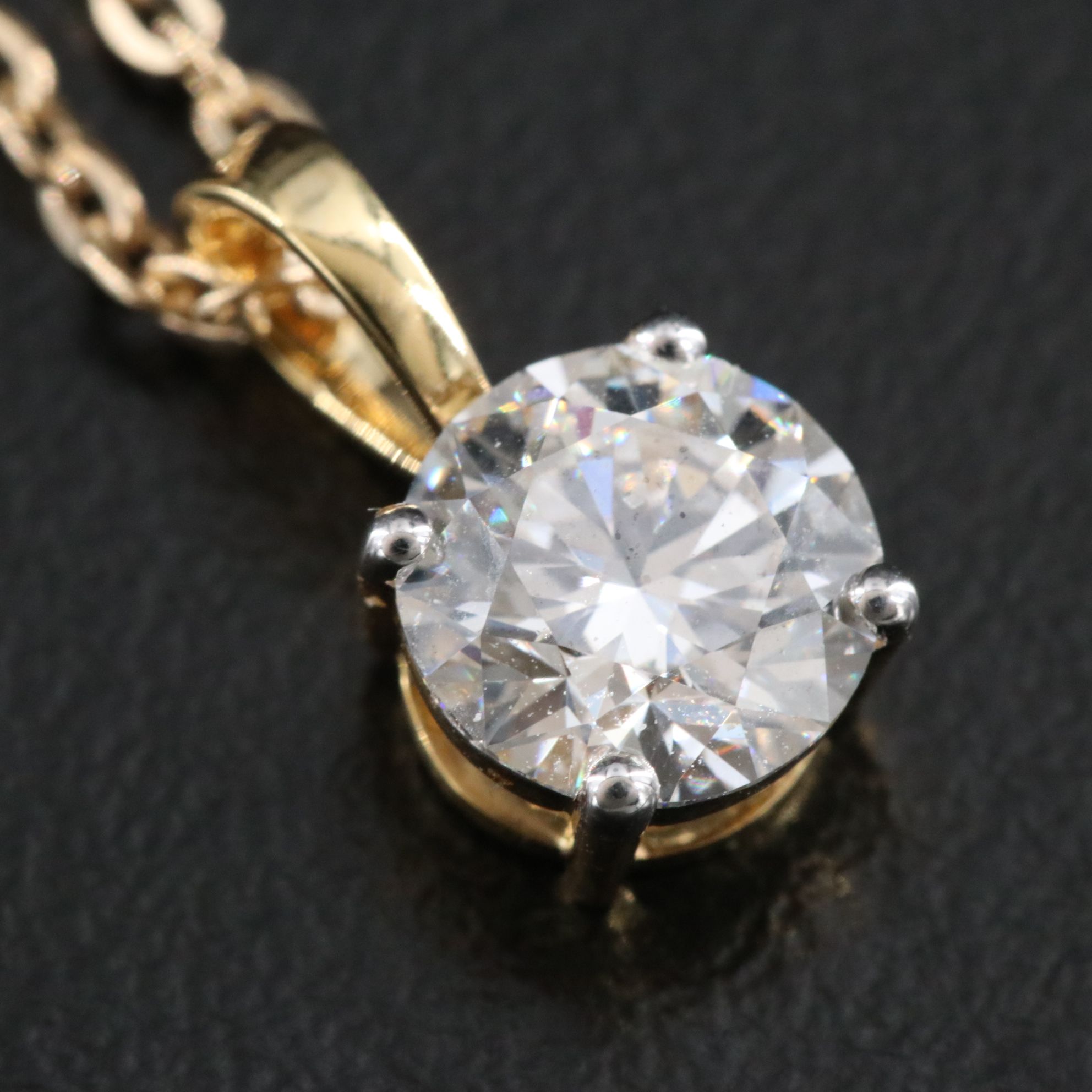 14K 1.06 CT Lab Grown Diamond Solitaire Pendant Necklace with IGI Report
