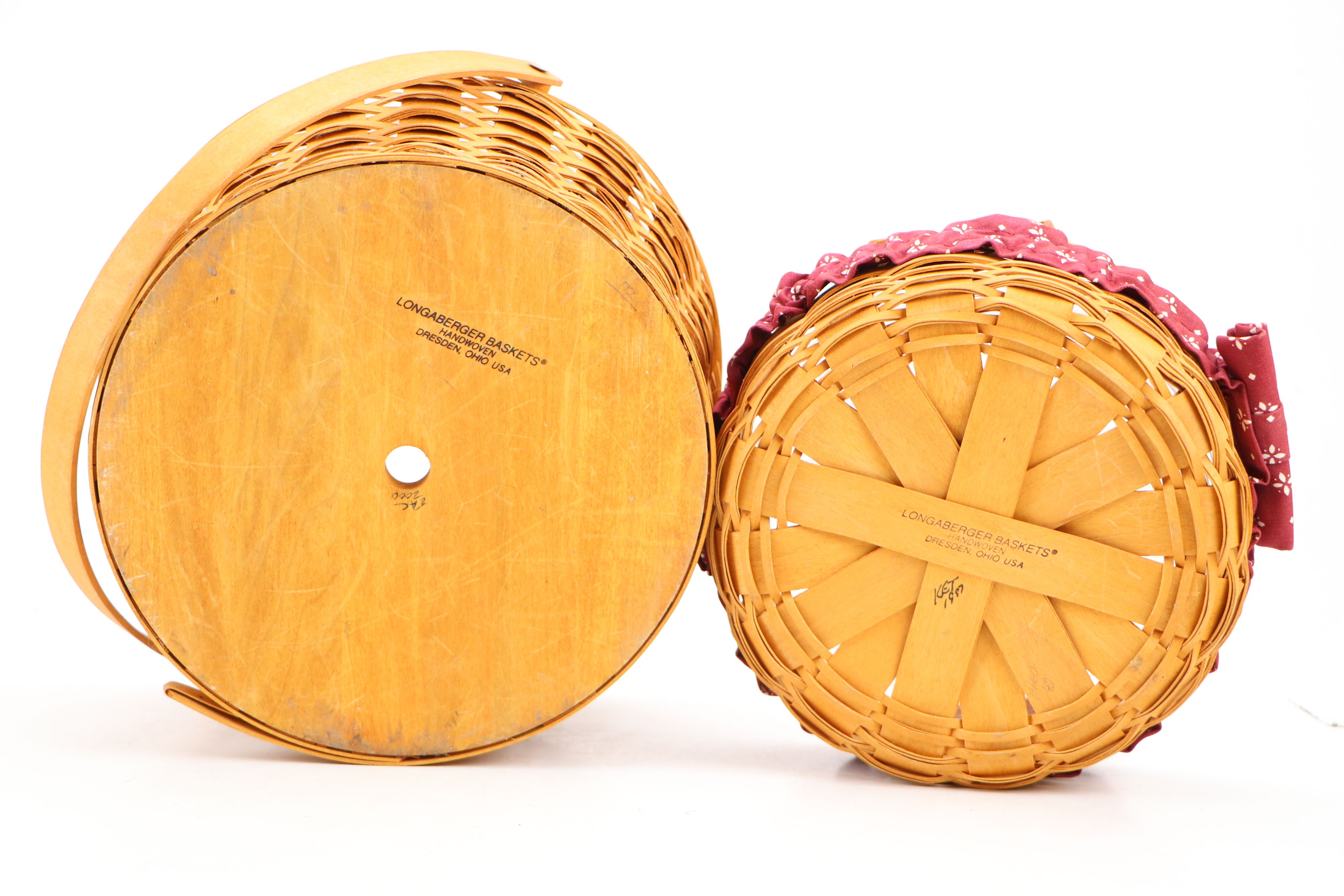 Longaberger Splint Wood Woven Baskets with Collectors Club Picnic Basket