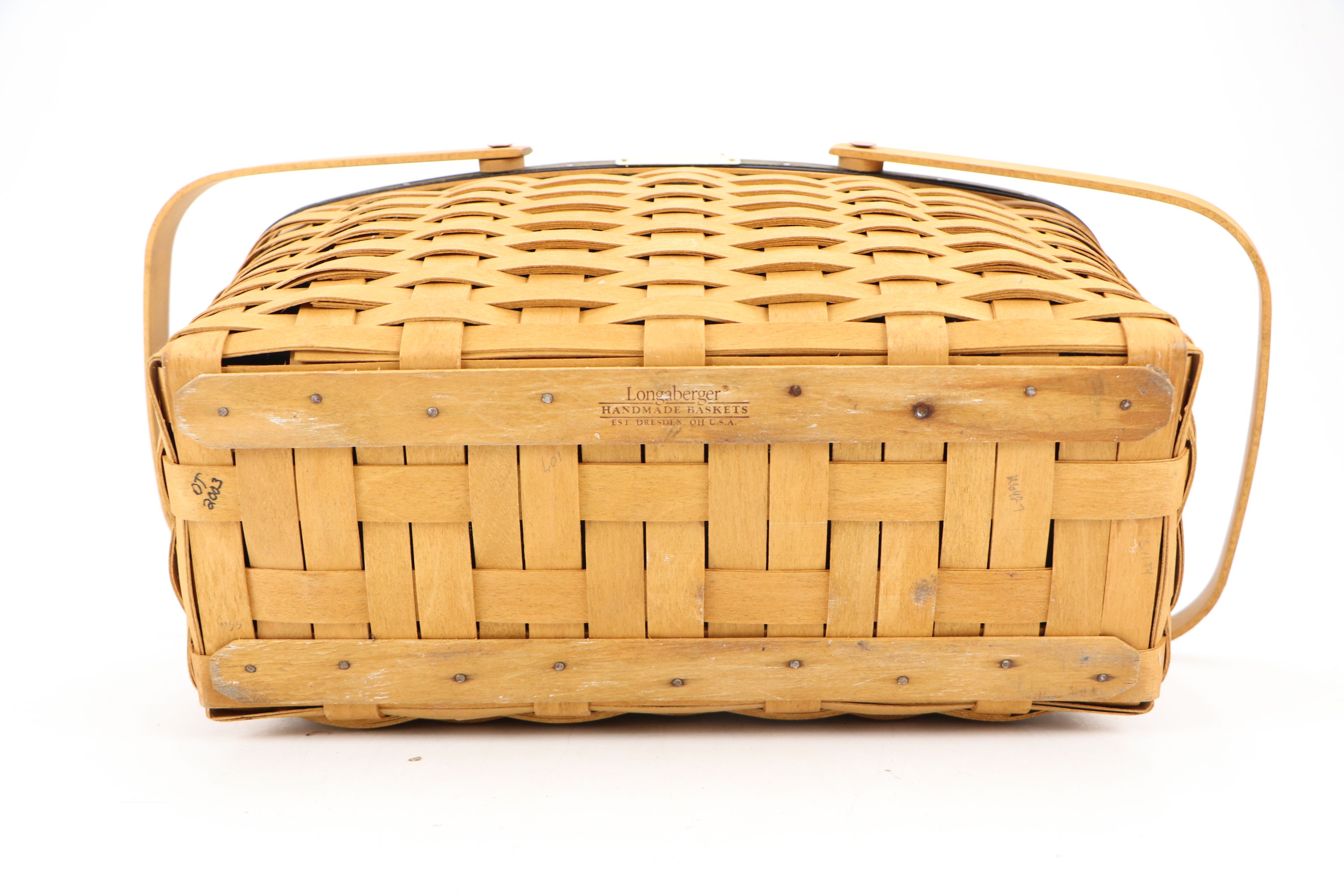 Longaberger Splint Wood Woven Baskets with Collectors Club Picnic Basket