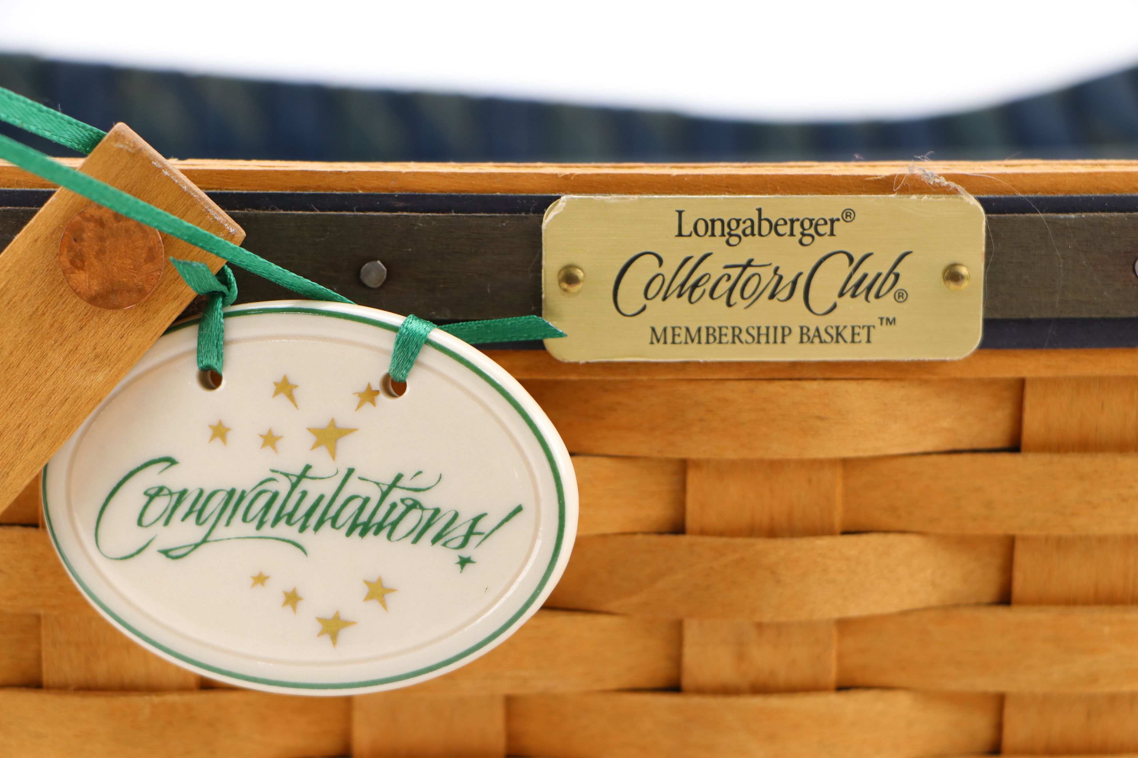 Longaberger Splint Wood Woven Baskets with Collectors Club Picnic Basket