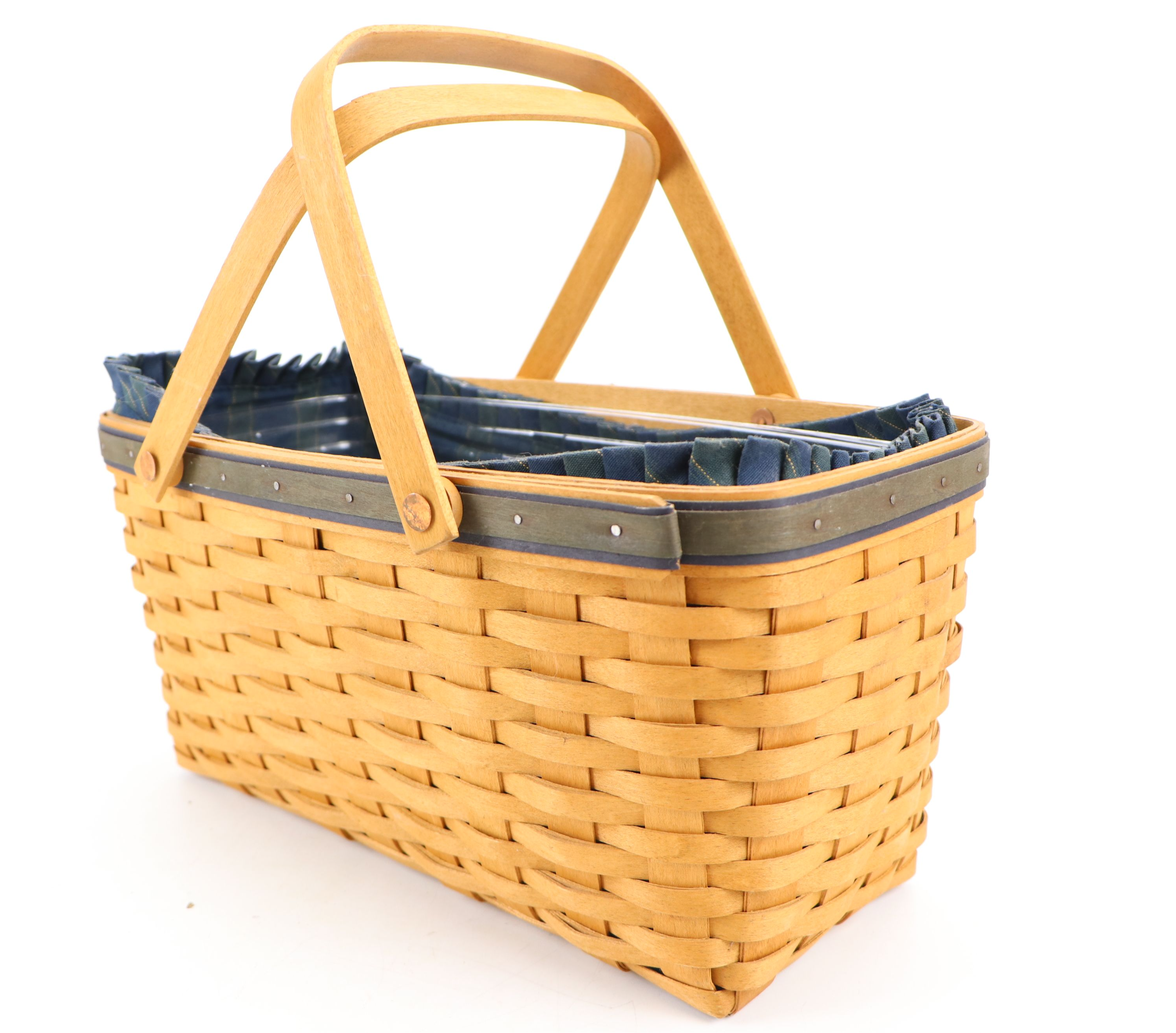 Longaberger Splint Wood Woven Baskets with Collectors Club Picnic Basket