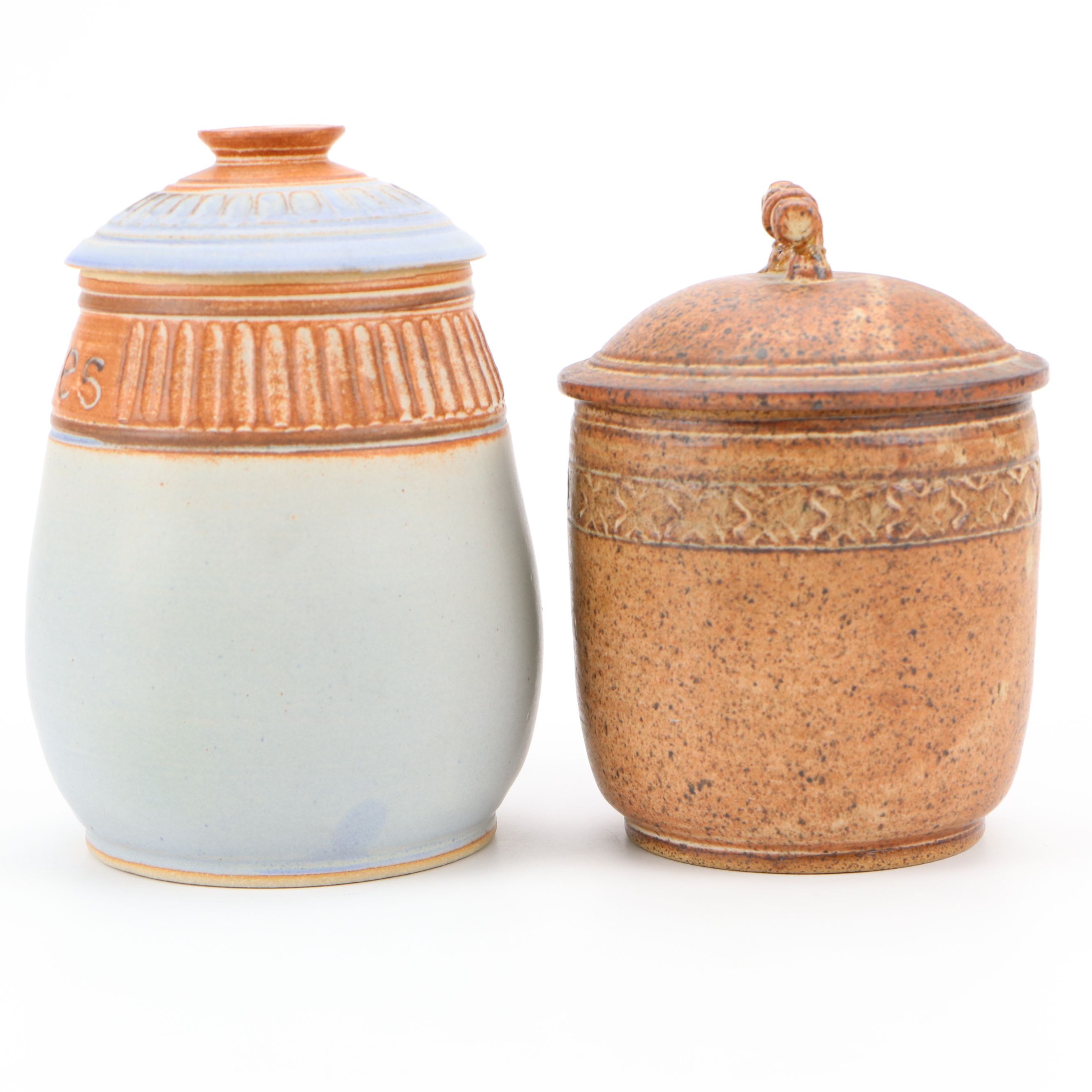 Artist Signed Ceramic Cookie Jar  and Canister Set