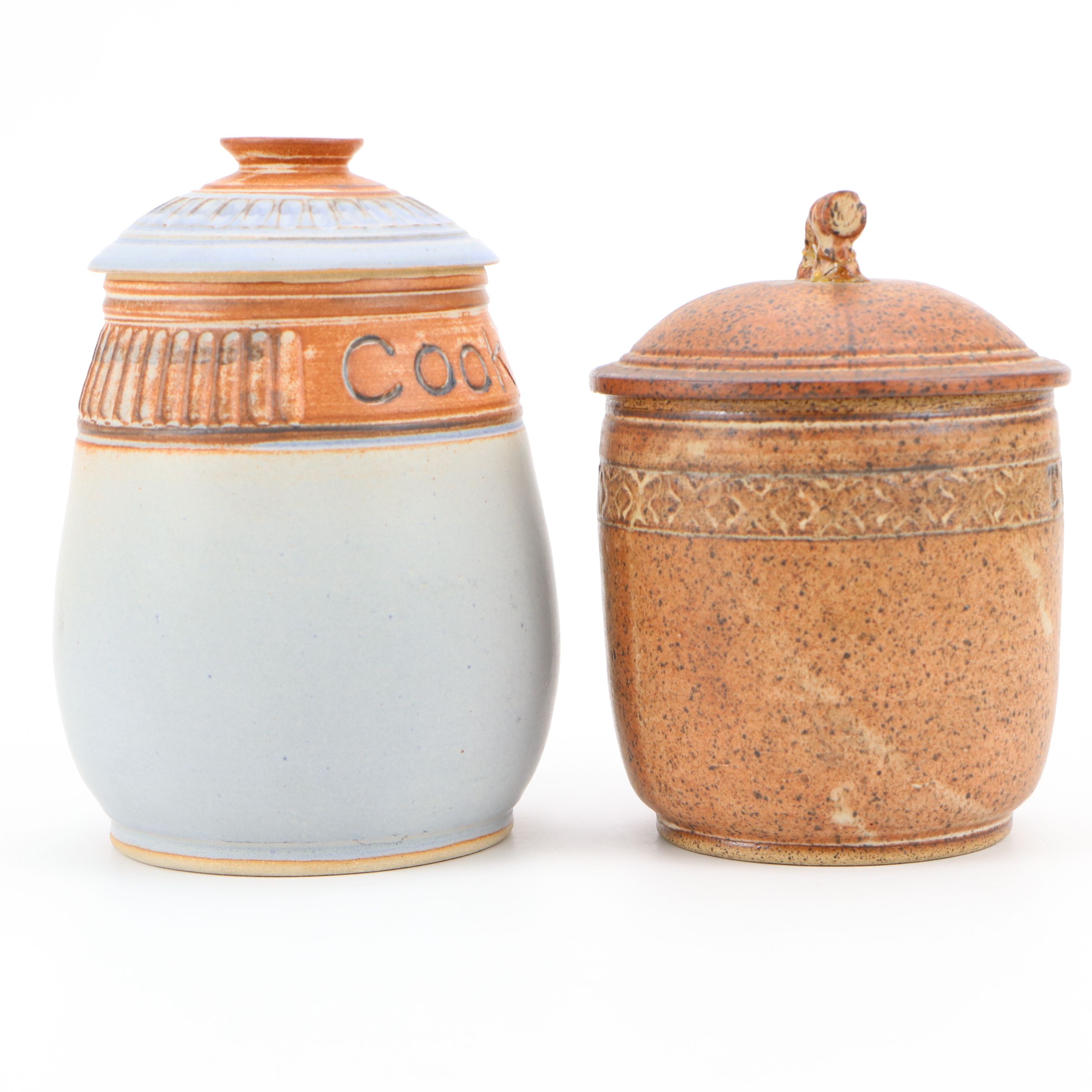 Artist Signed Ceramic Cookie Jar  and Canister Set