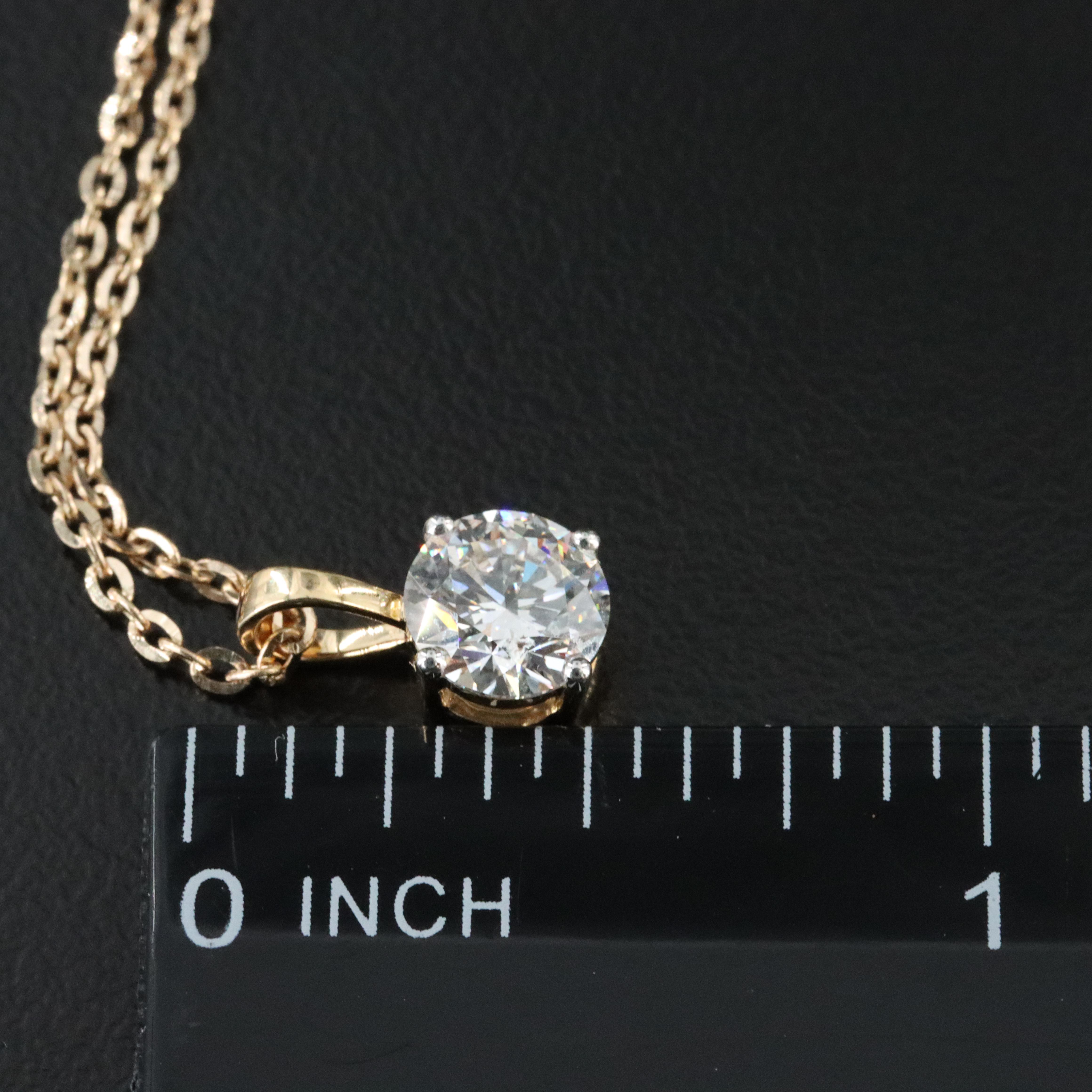 14K 1.09 CT Lab Grown Diamond Solitaire Pendant Necklace with IGI Report