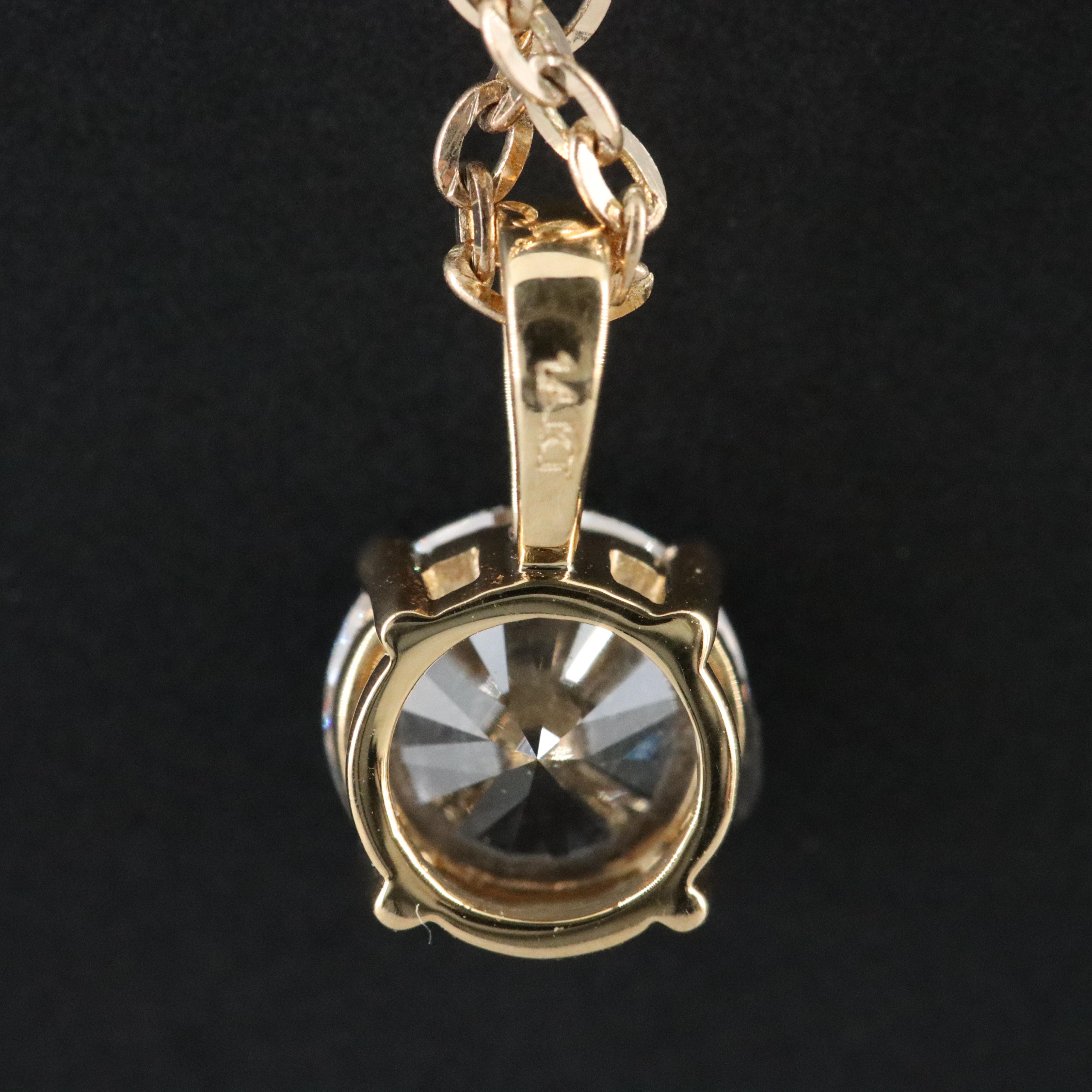 14K 1.09 CT Lab Grown Diamond Solitaire Pendant Necklace with IGI Report