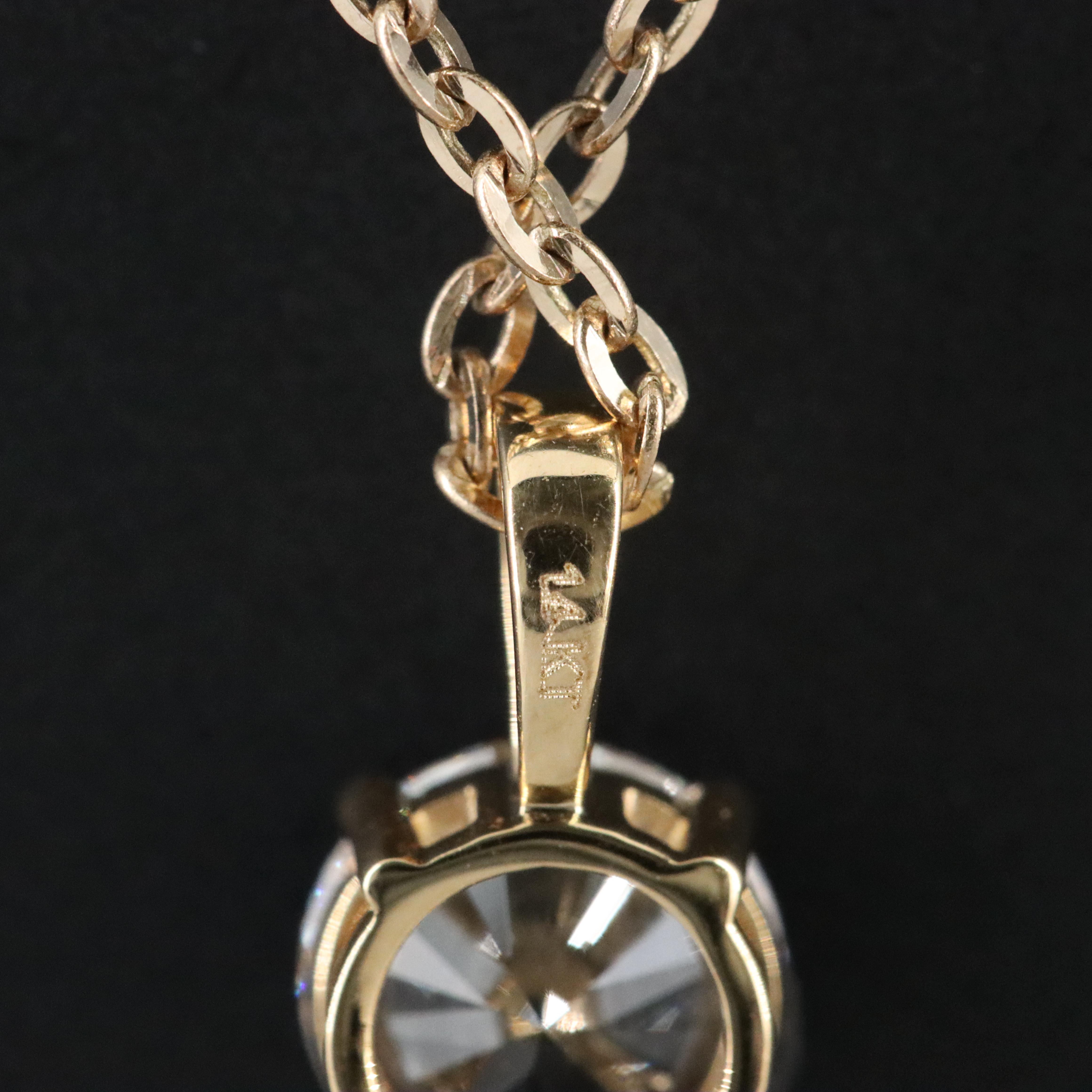 14K 1.09 CT Lab Grown Diamond Solitaire Pendant Necklace with IGI Report