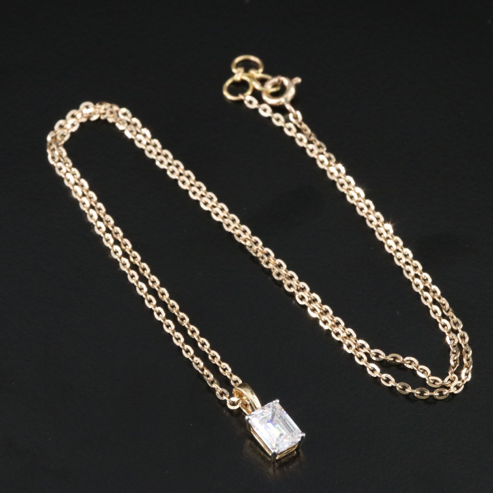 14K 1.02 CT Lab Grown Diamond Solitaire Pendant Necklace with IGI Report