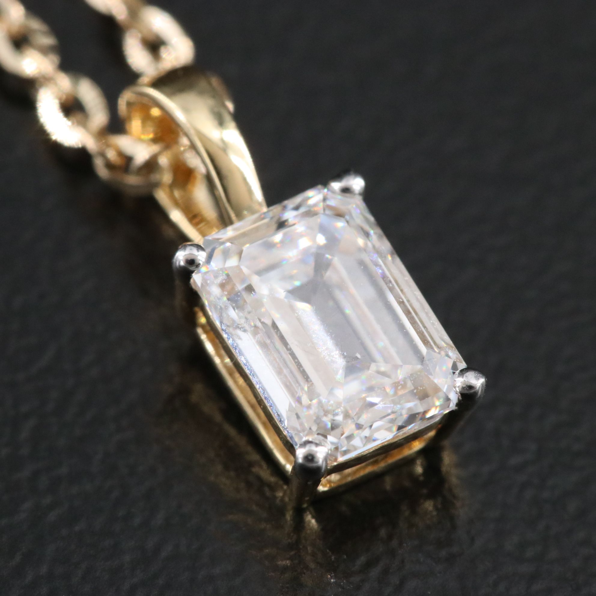 14K 1.02 CT Lab Grown Diamond Solitaire Pendant Necklace with IGI Report
