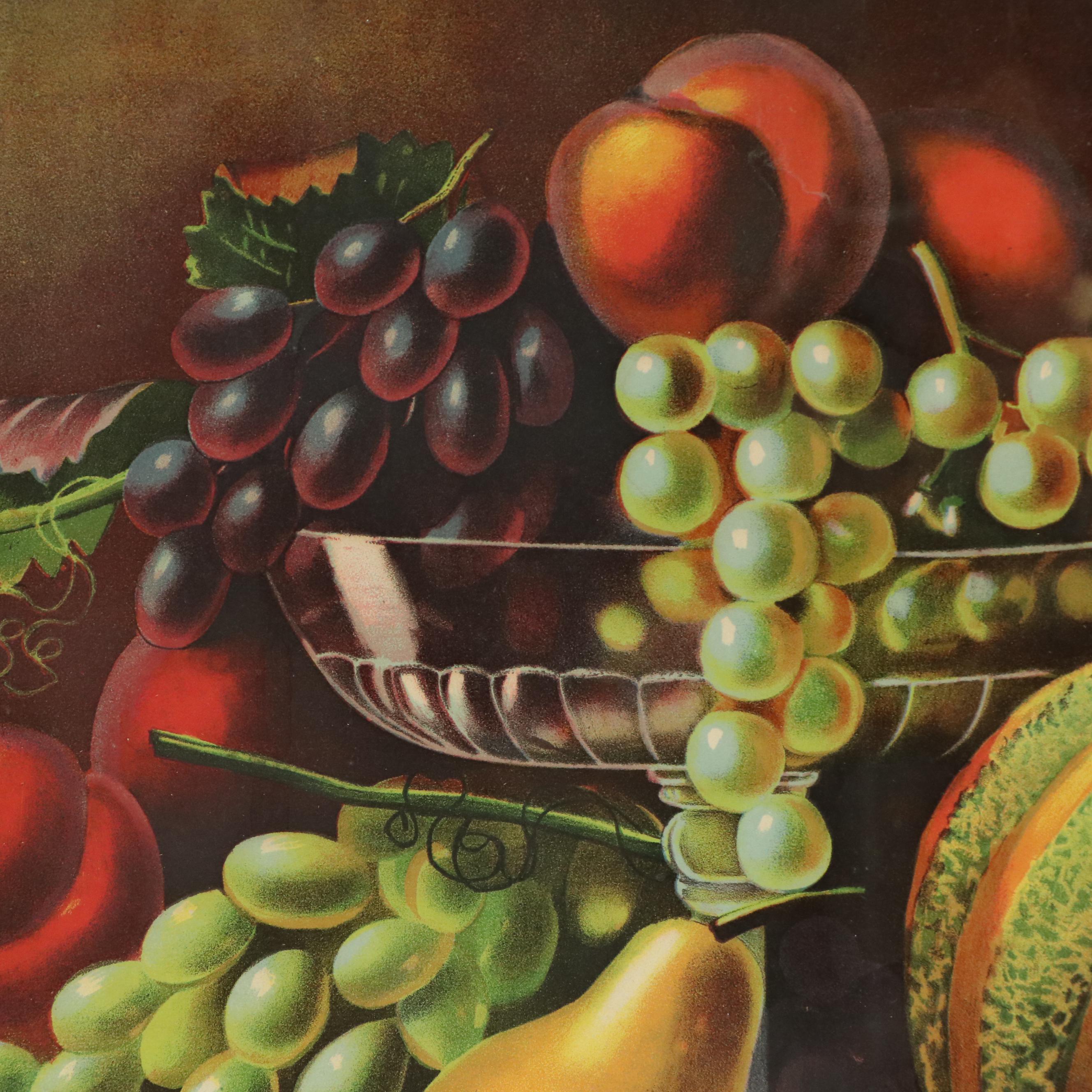 Fruit Still Life Chromolithograph, 20th Century