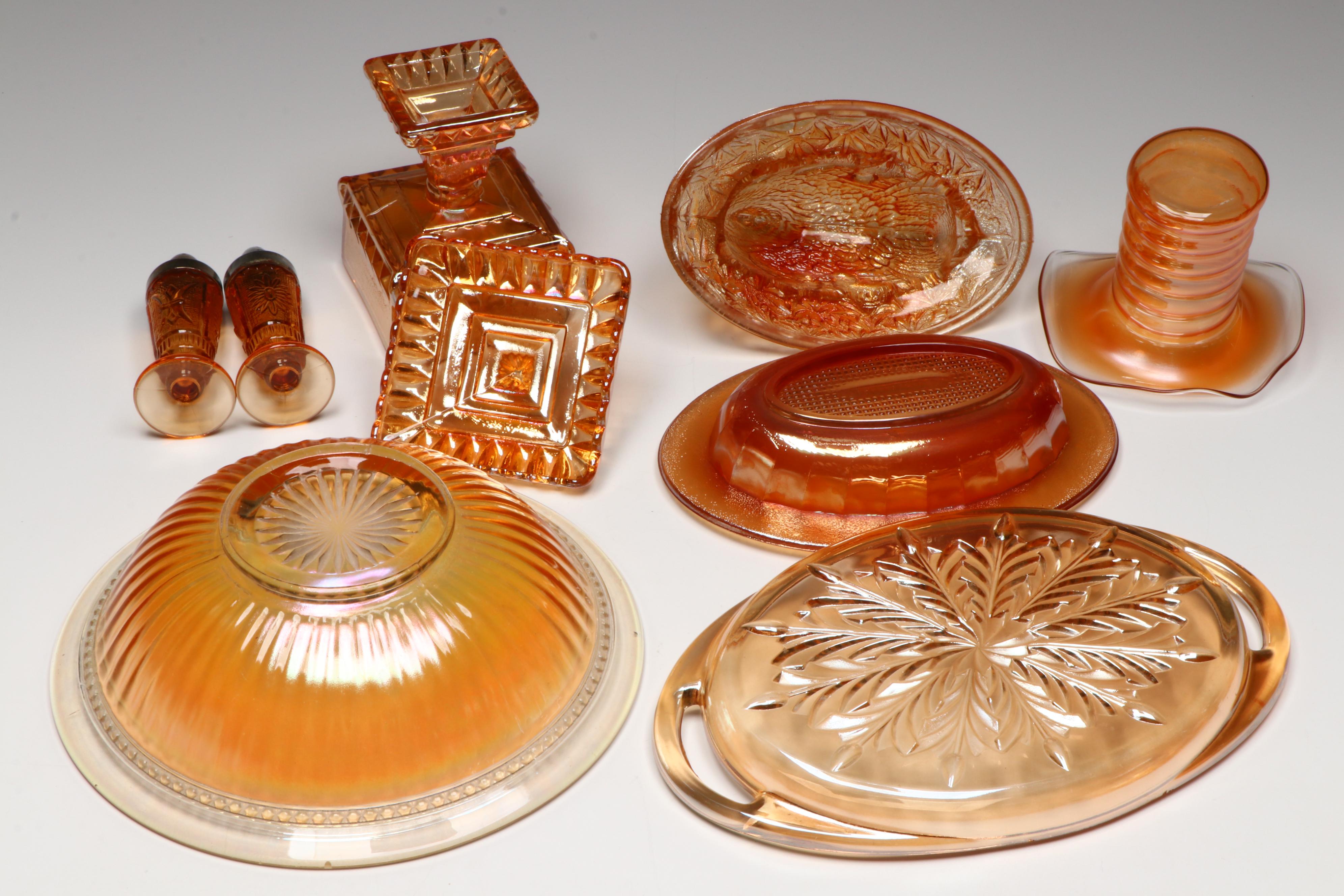 Westmoreland "Lil' Bo Peep" Children's Mugs with Other Marigold Carnival Glass