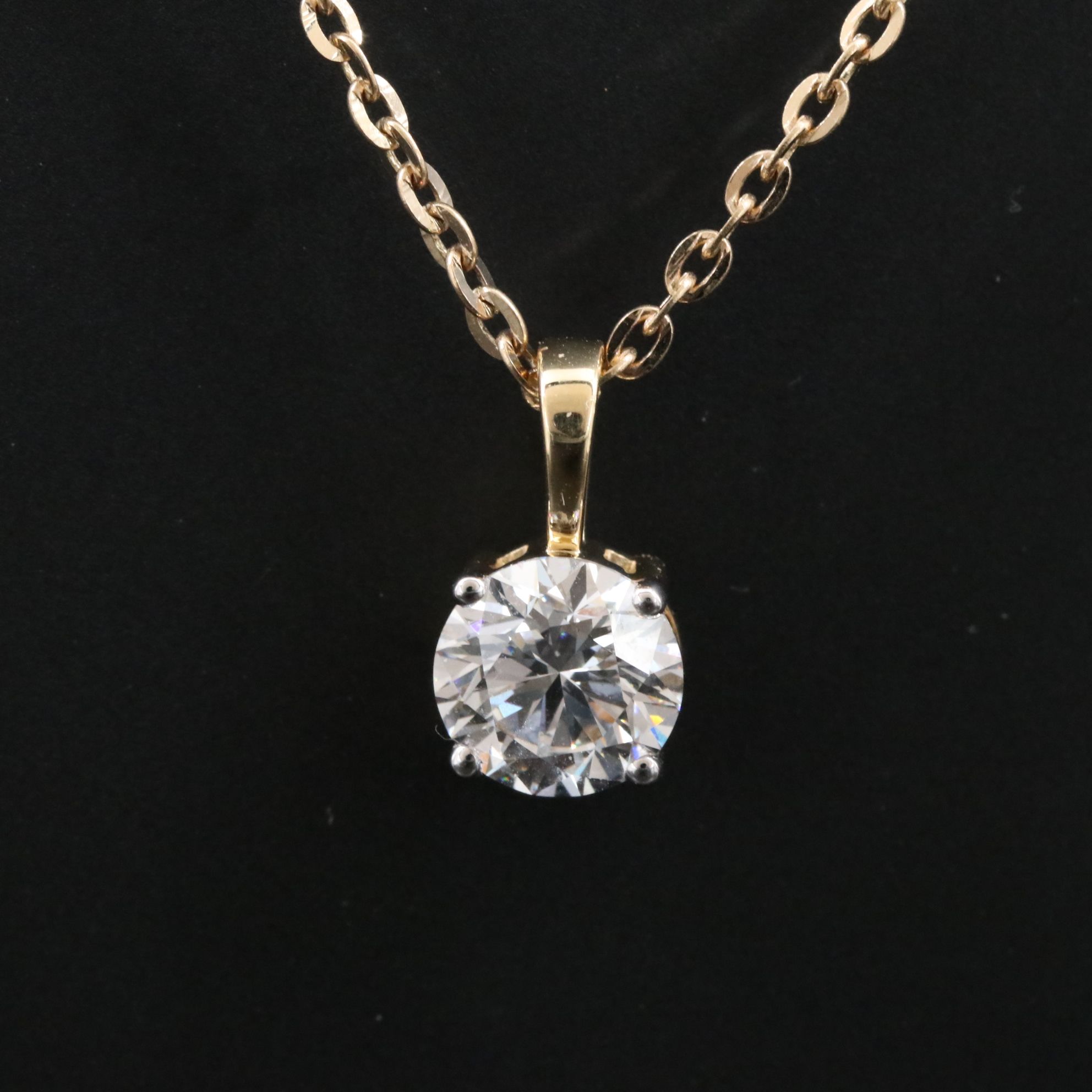 14K 1.02 CT Lab Grown Diamond Solitaire Pendant Necklace with IGI Report
