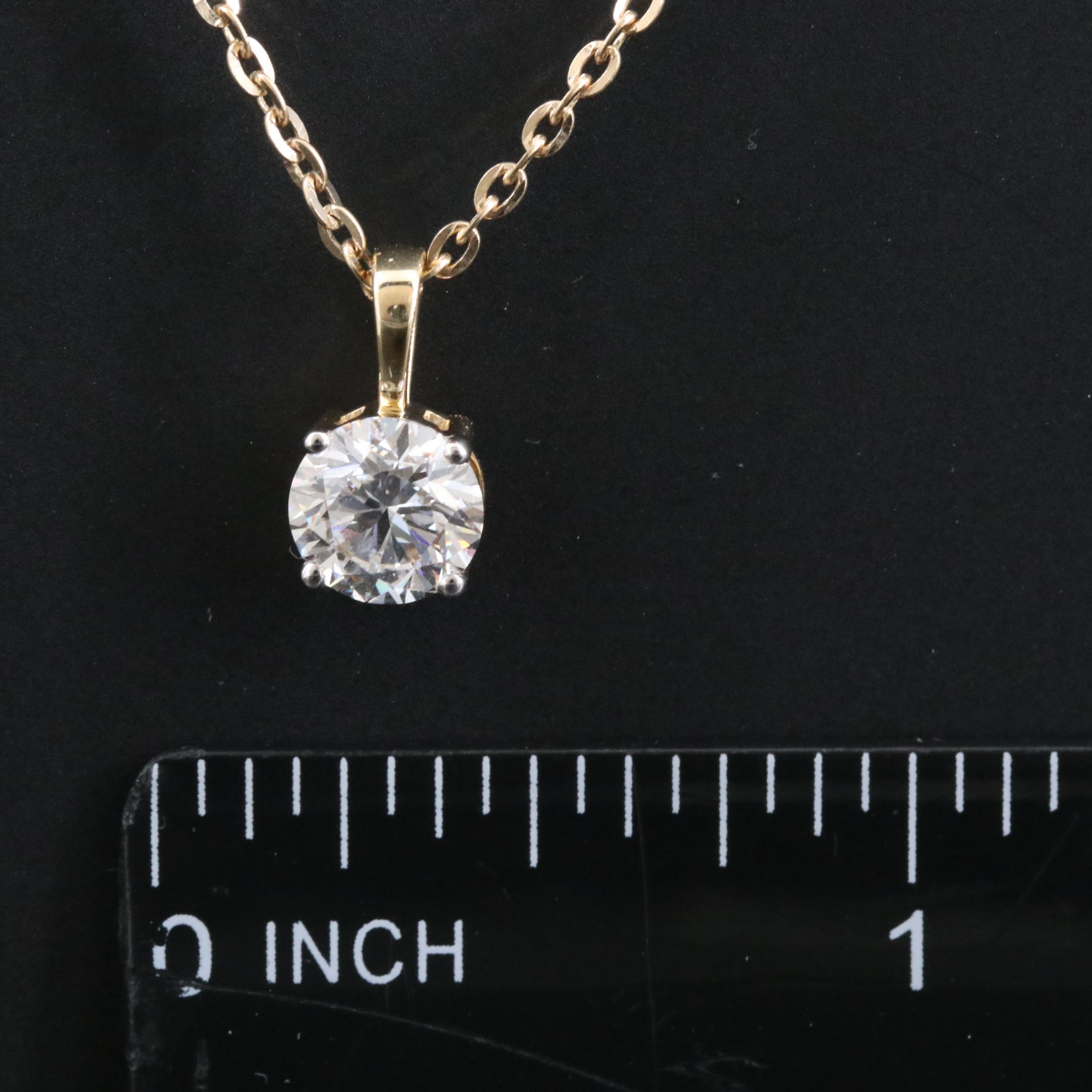 14K 1.02 CT Lab Grown Diamond Solitaire Pendant Necklace with IGI Report