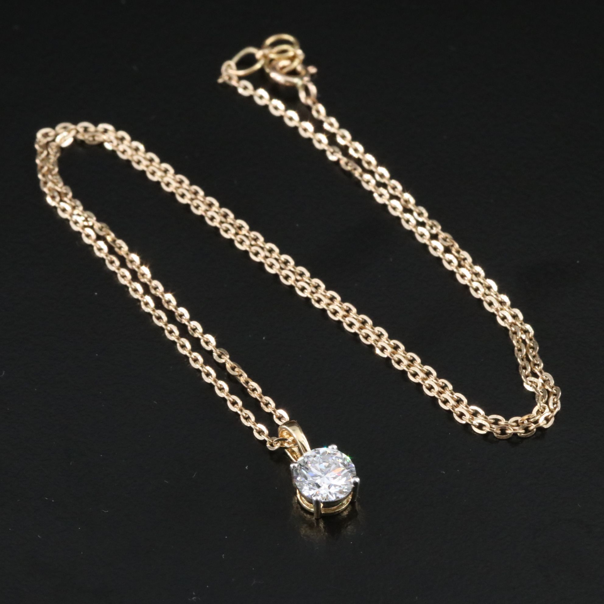14K 1.02 CT Lab Grown Diamond Solitaire Pendant Necklace with IGI Report