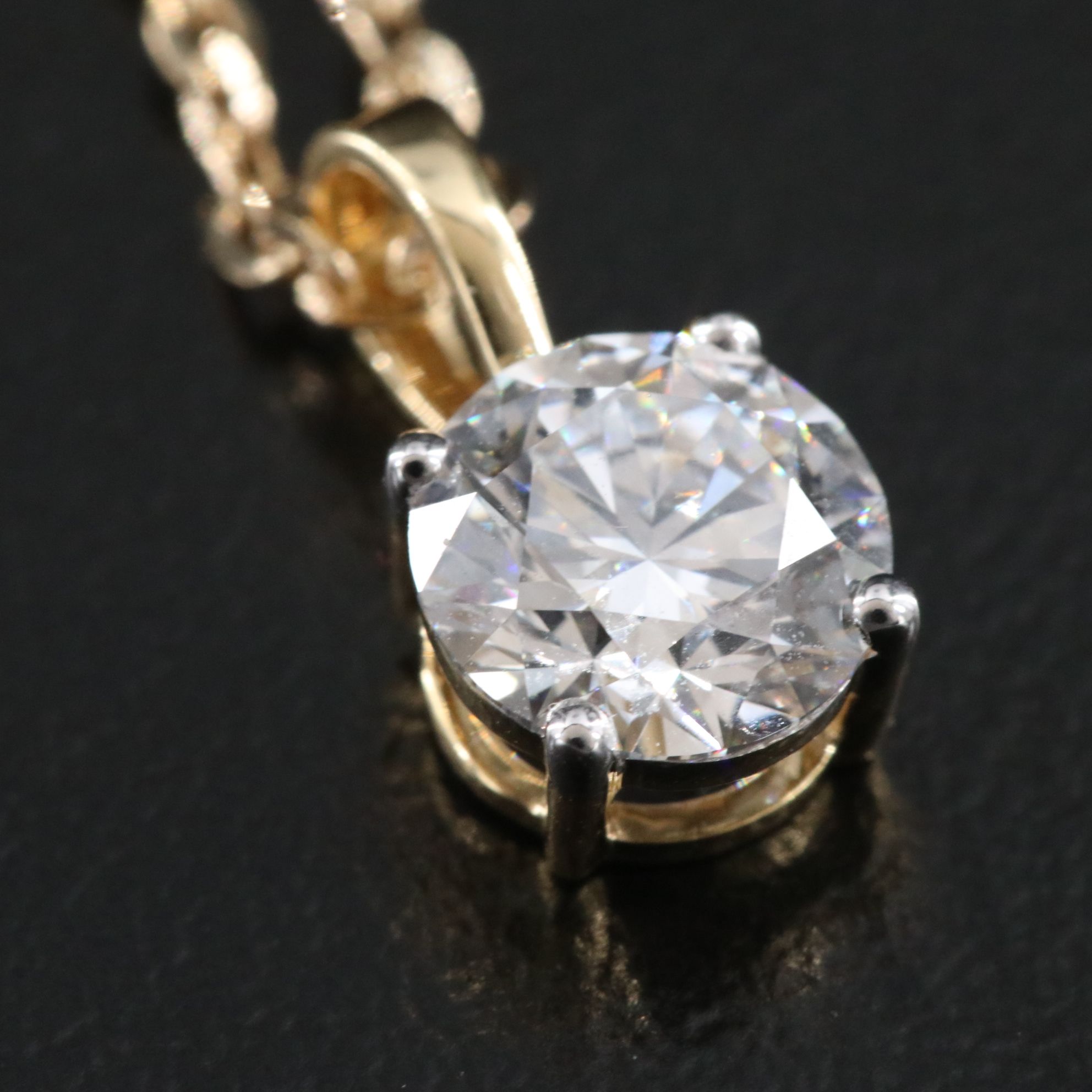 14K 1.02 CT Lab Grown Diamond Solitaire Pendant Necklace with IGI Report