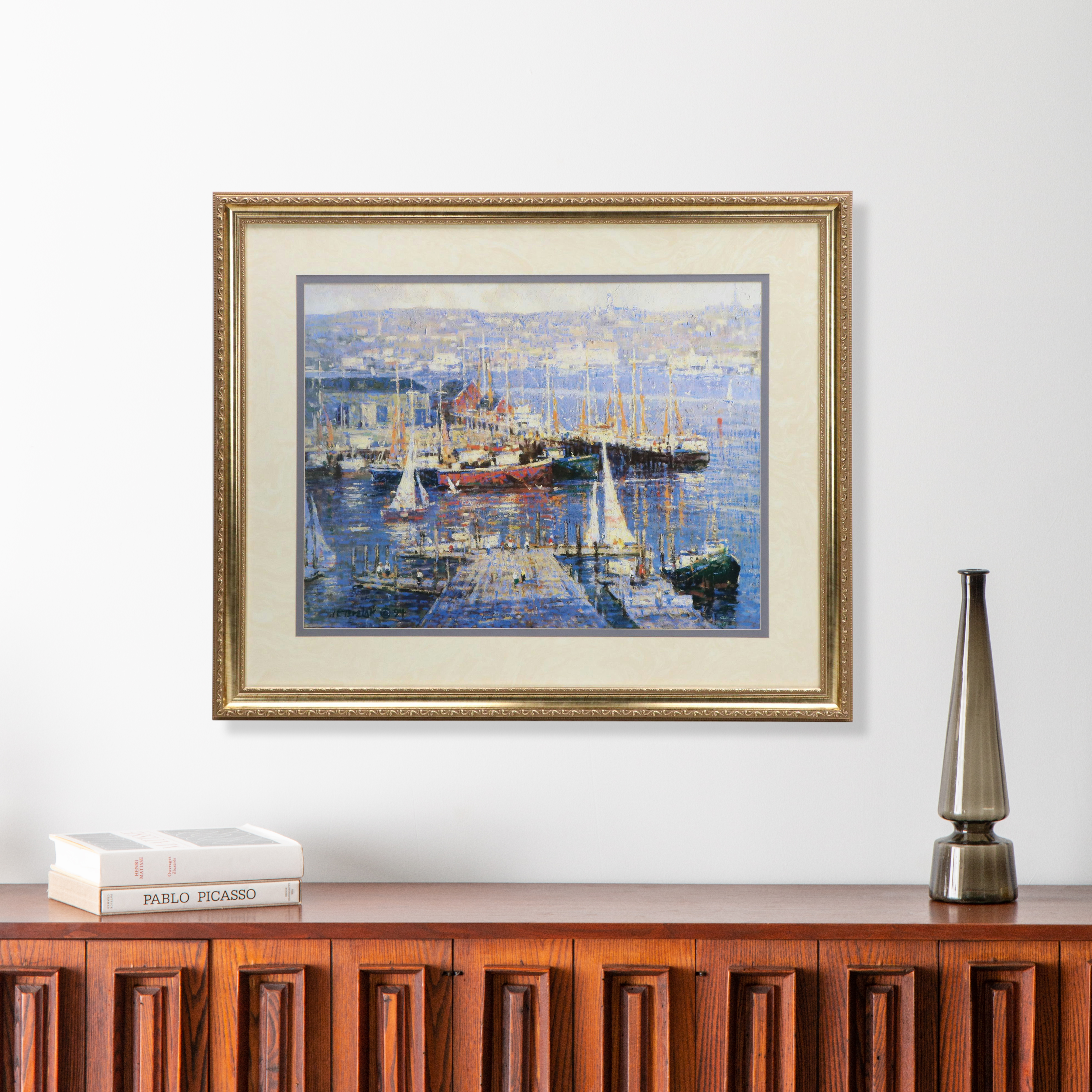 After John Terelak Offset Lithograph "Village Harbor," 1994