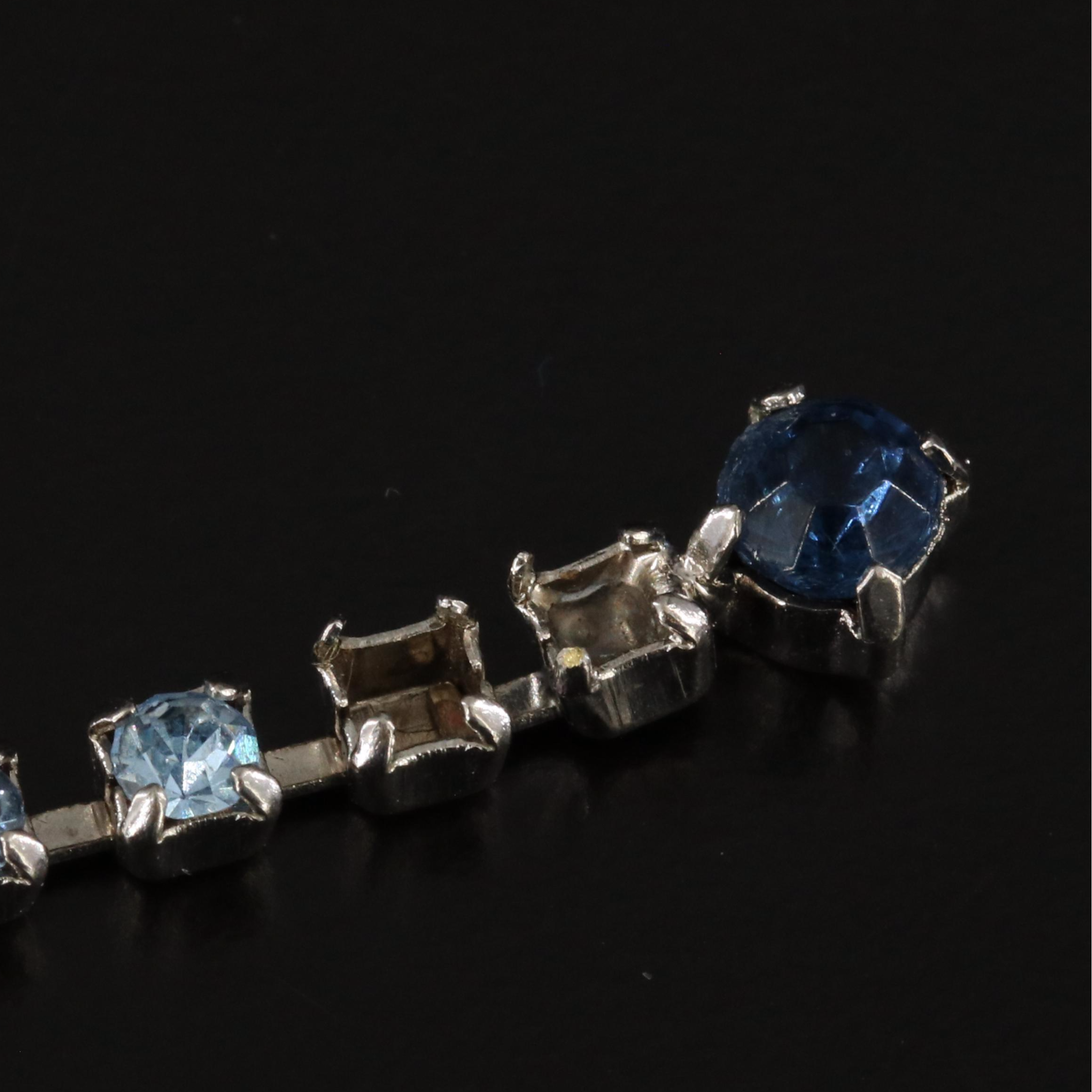 Vintage Blue Rhinestone Necklace and Bracelet