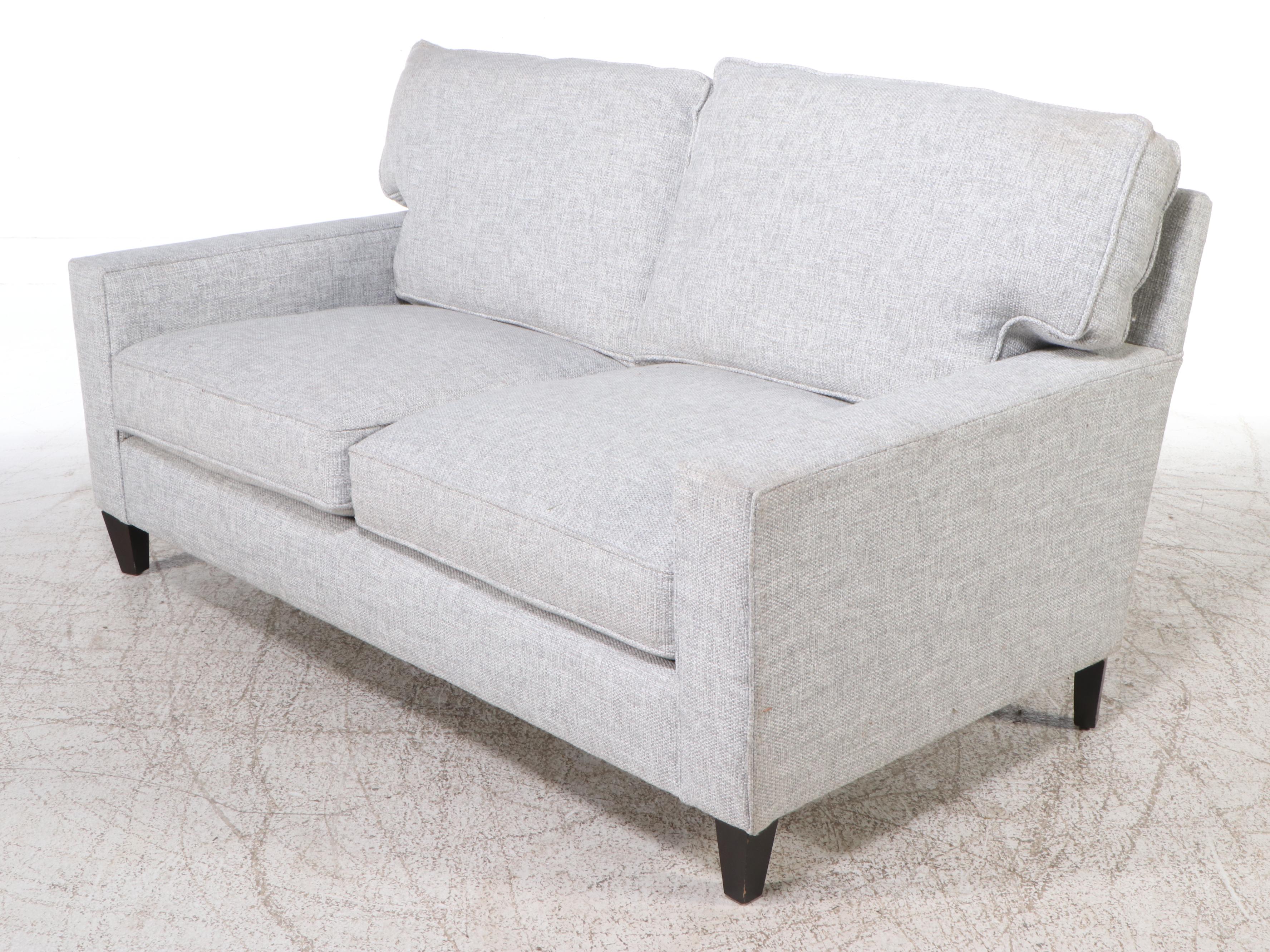 Bernhardt Chenille Loveseat and Ottoman
