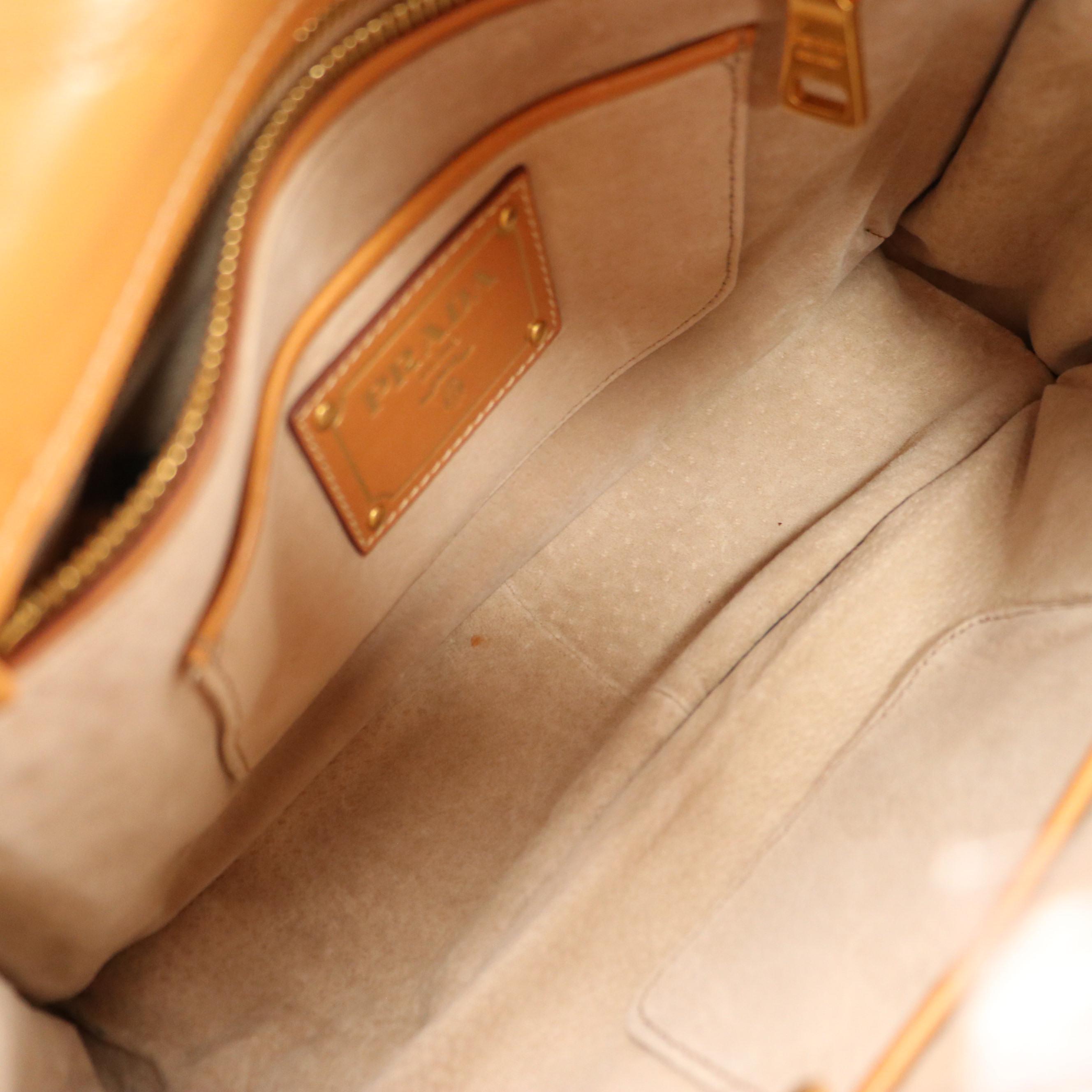 Prada Flap-Front Handbag in Cobalt Blue Canapa Canvas with Leather Trim