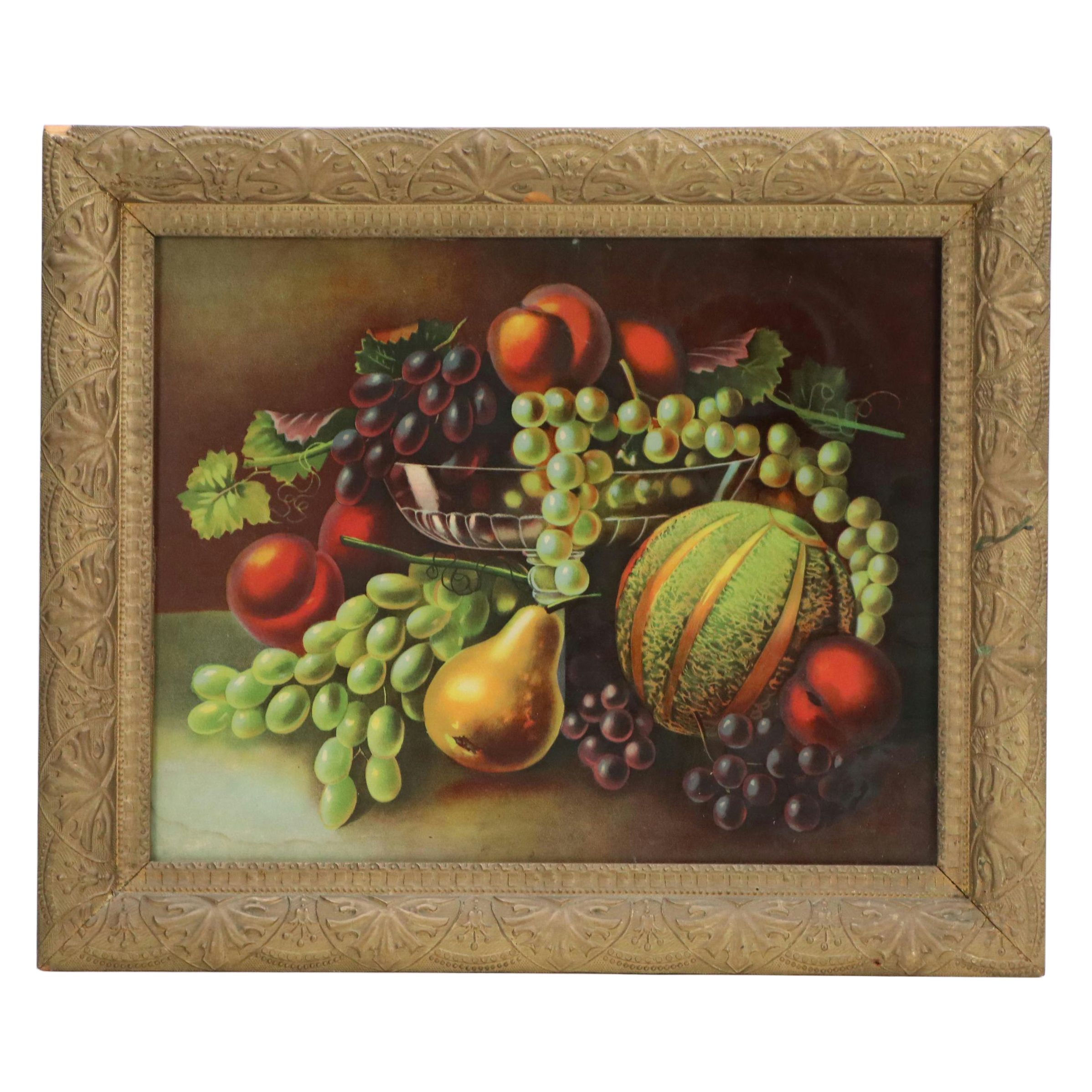 Fruit Still Life Chromolithograph, 20th Century