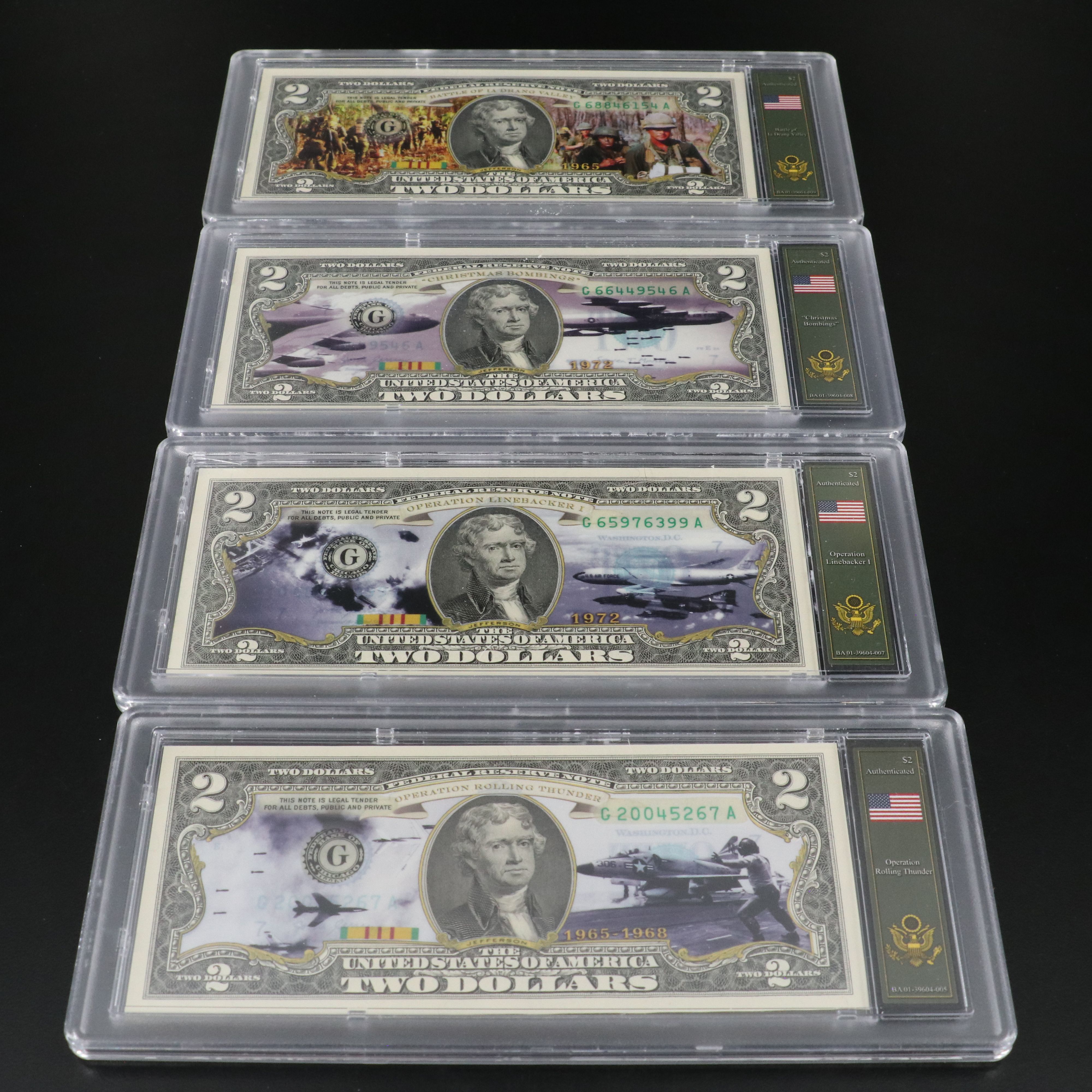 Nineteen Viet-Nam and Kennedy Two Dollar Bills by the Bradford Exchange