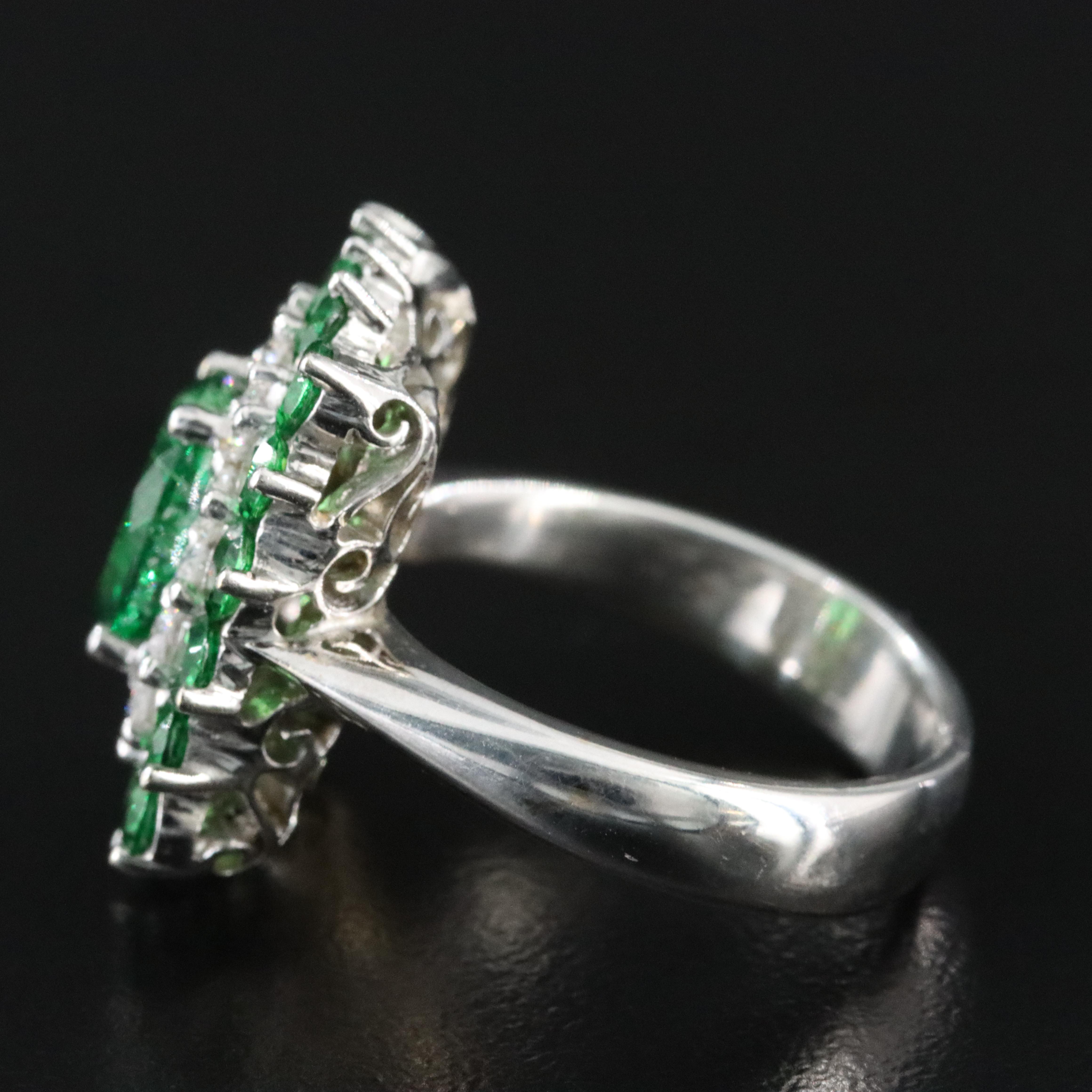 18K 2.71 CT Tsavorite, Diamond and Tsavorite Ring