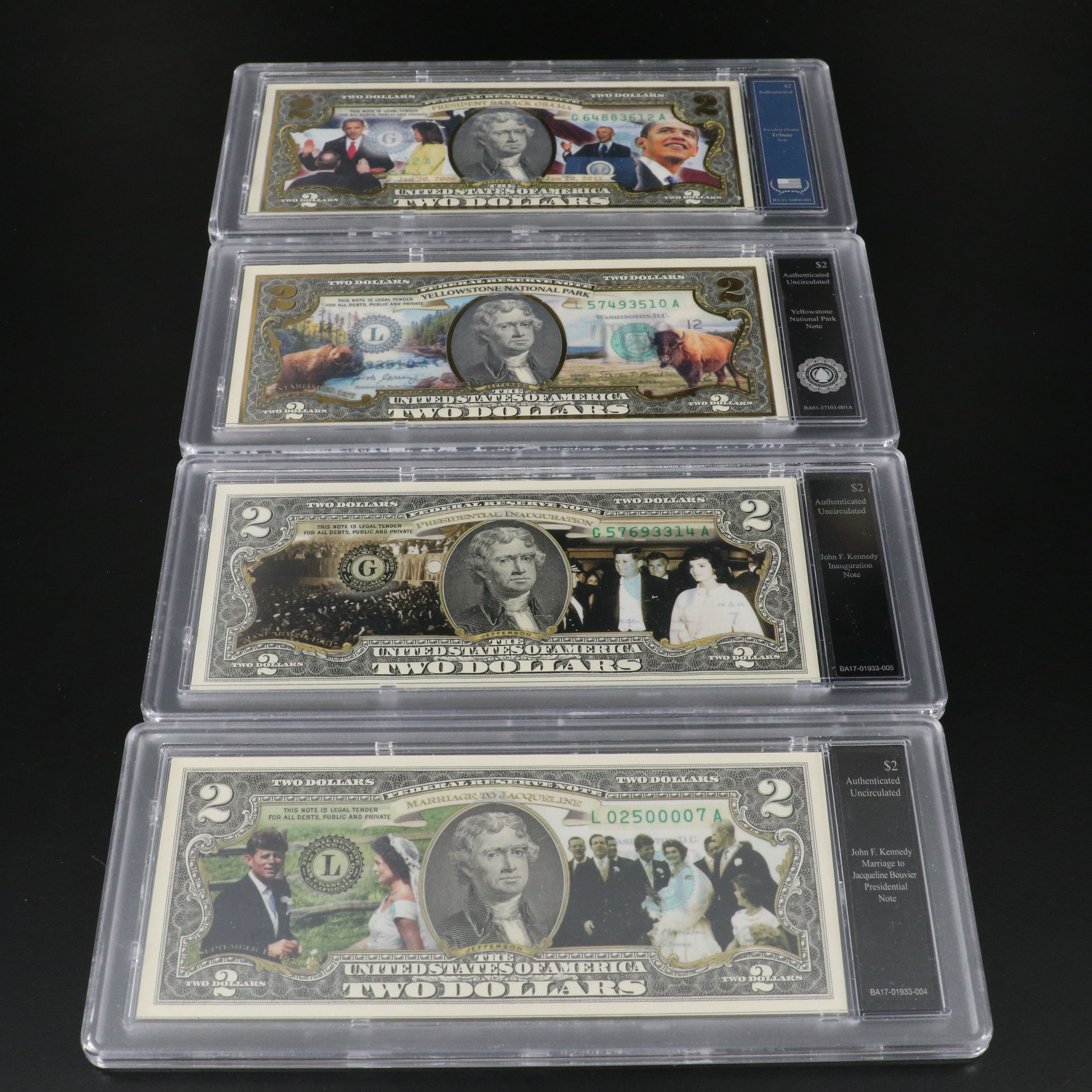 Nineteen Viet-Nam and Kennedy Two Dollar Bills by the Bradford Exchange