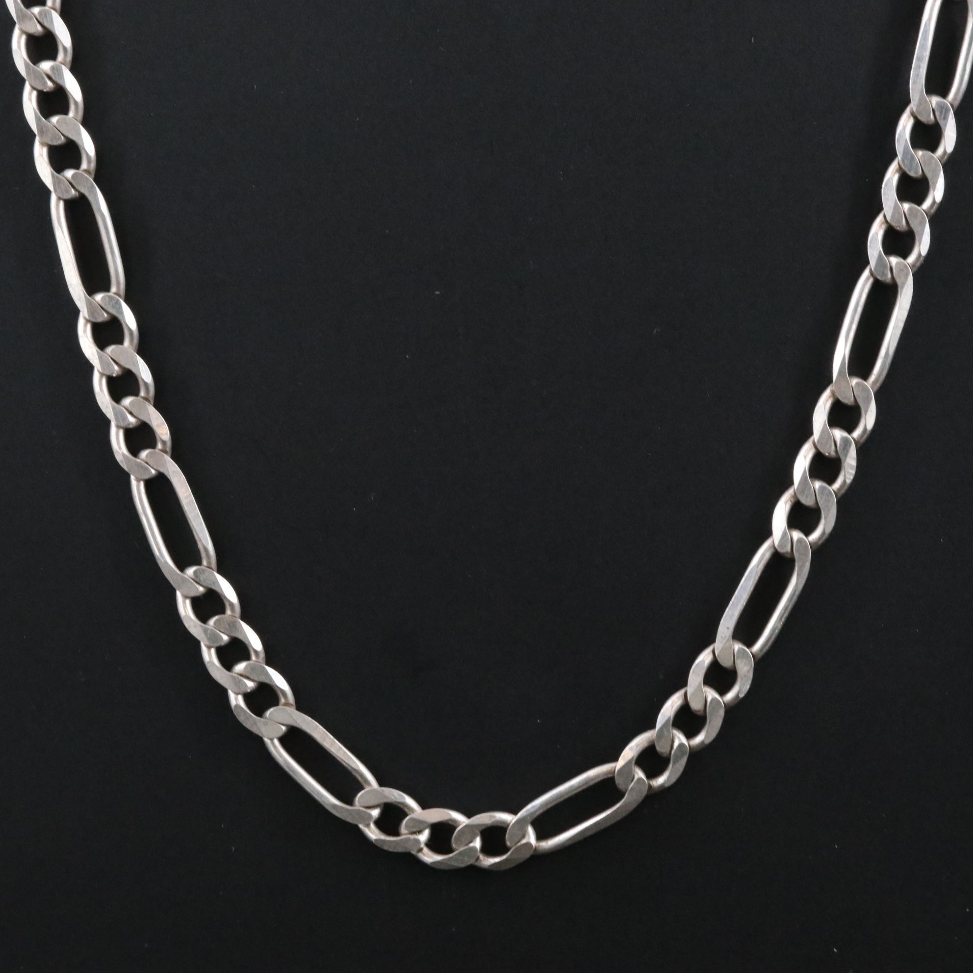 Sterling Figaro Chain Necklace