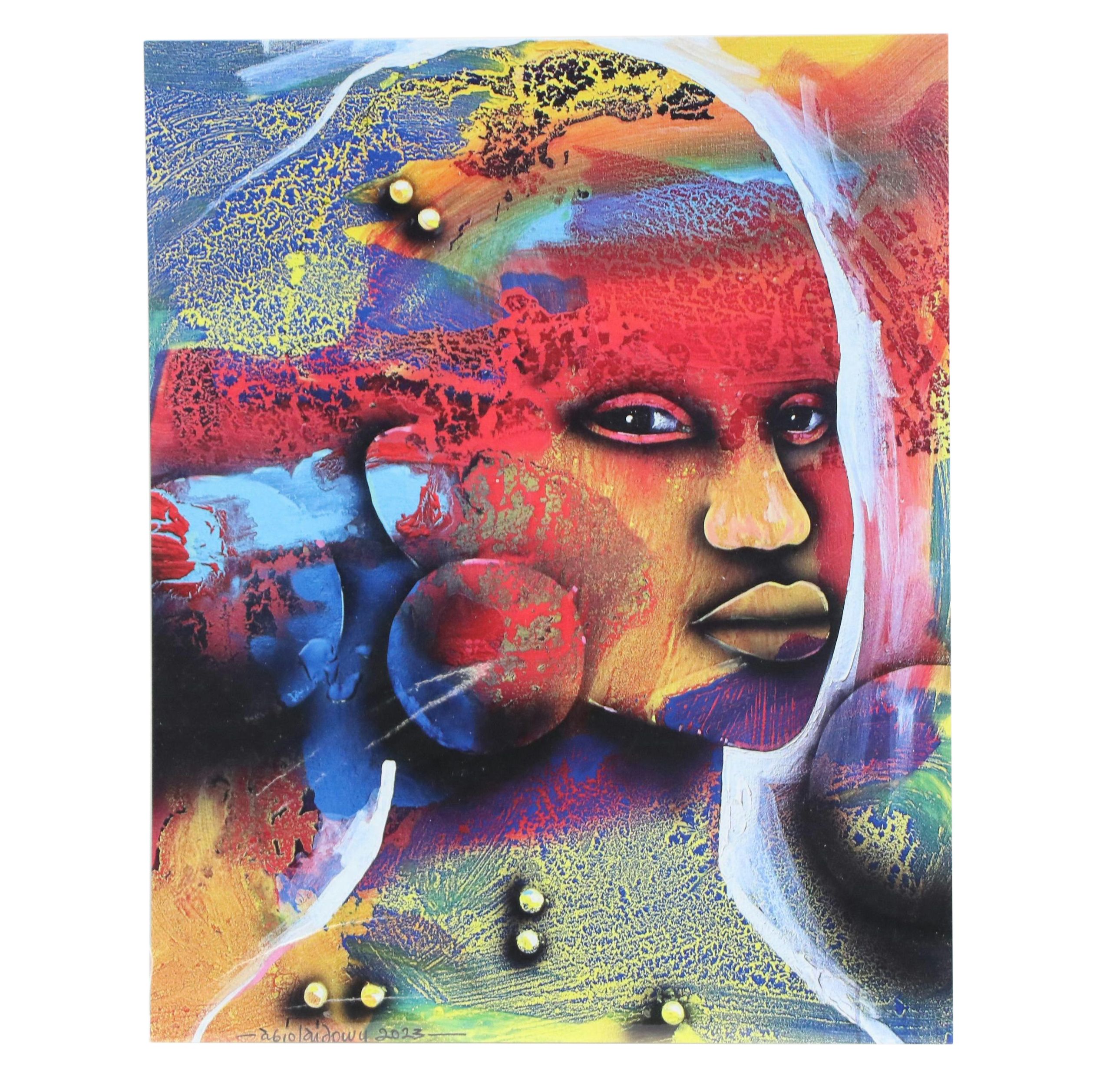 Abiola Idowu Stylized Portrait Giclée, 21st Century