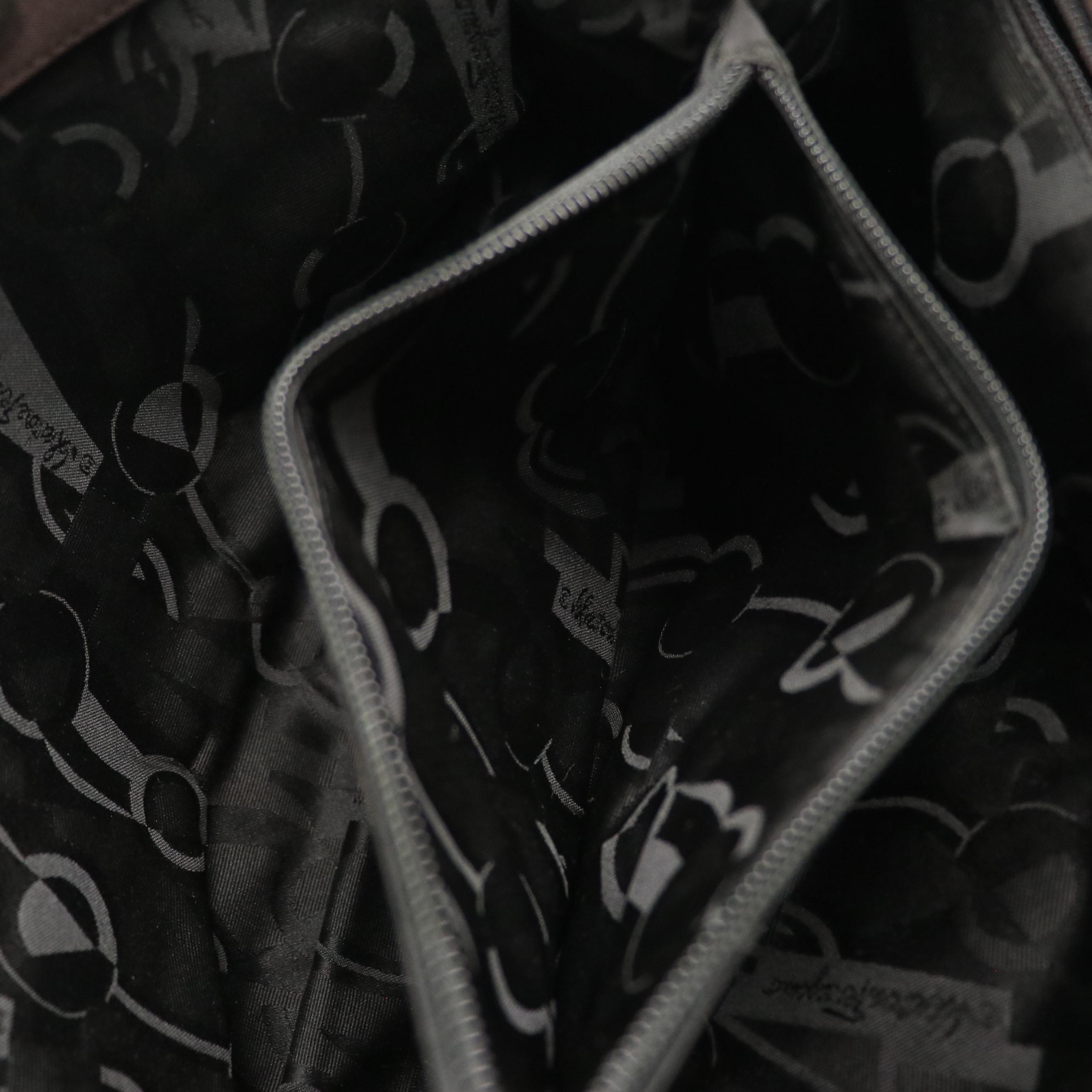 Salvatore Ferragamo Shoulder Bag in Brown Textile with Interwoven Link Straps