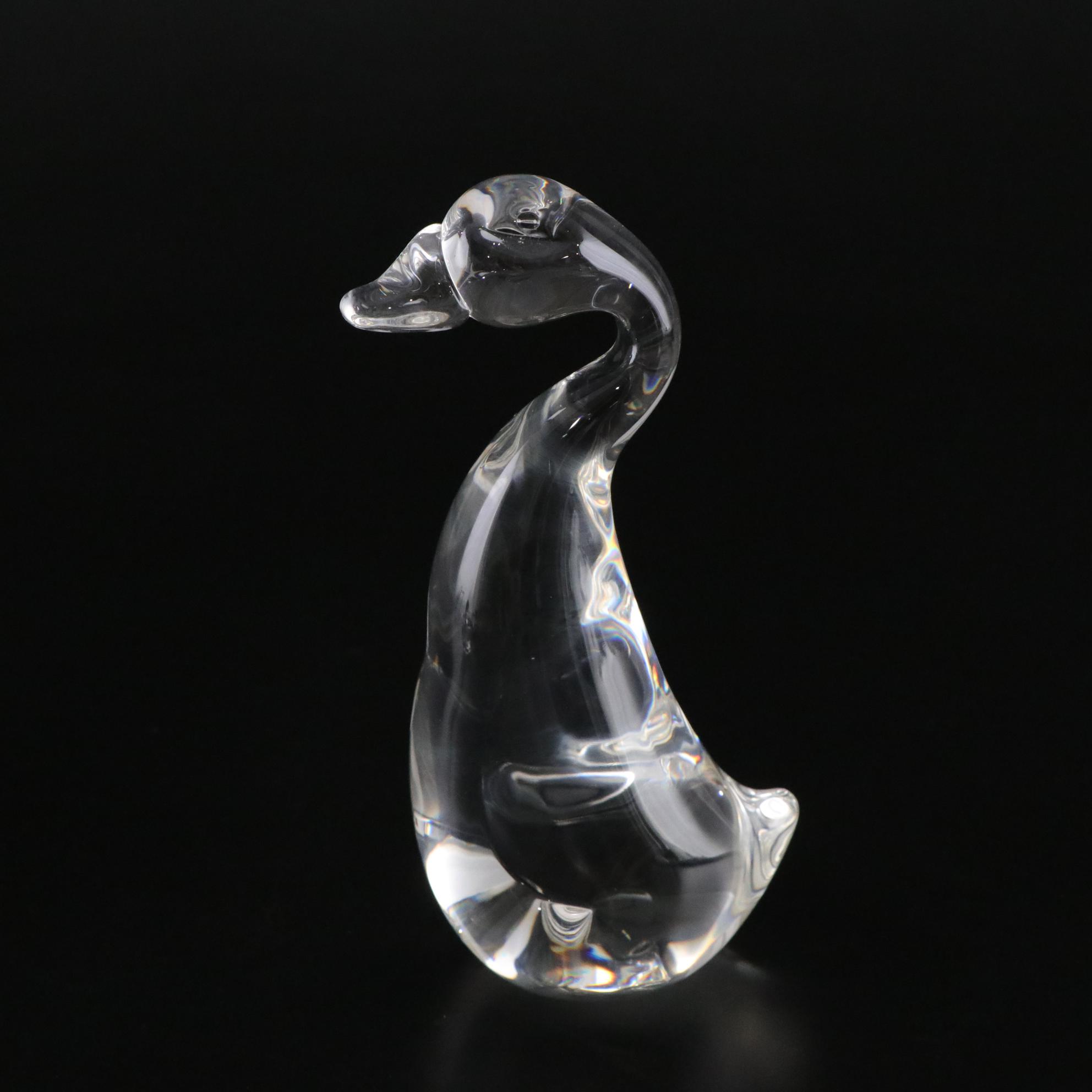 Steuben Crystal  Duck Figurine and Bowl
