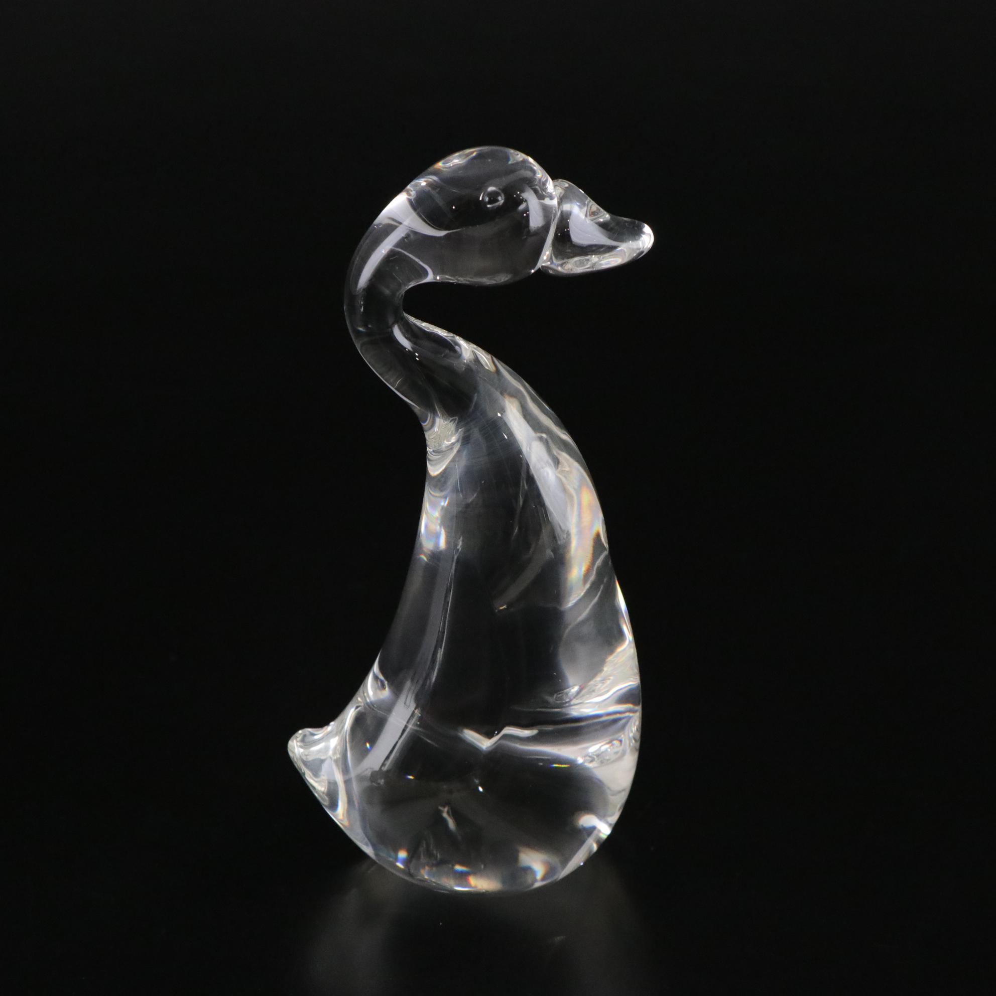 Steuben Crystal  Duck Figurine and Bowl