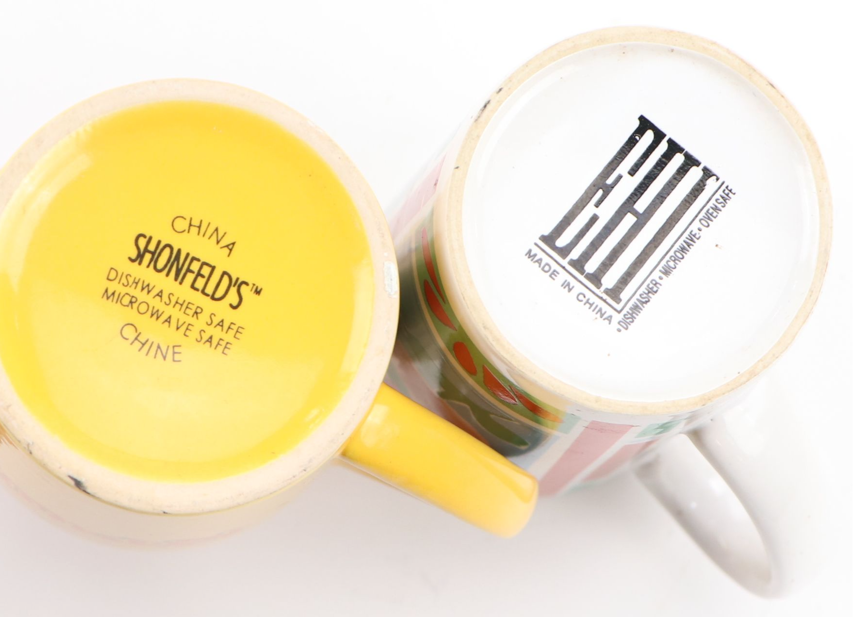 Zell German Majolica Plate with Spongeware Bowl and Other Mugs