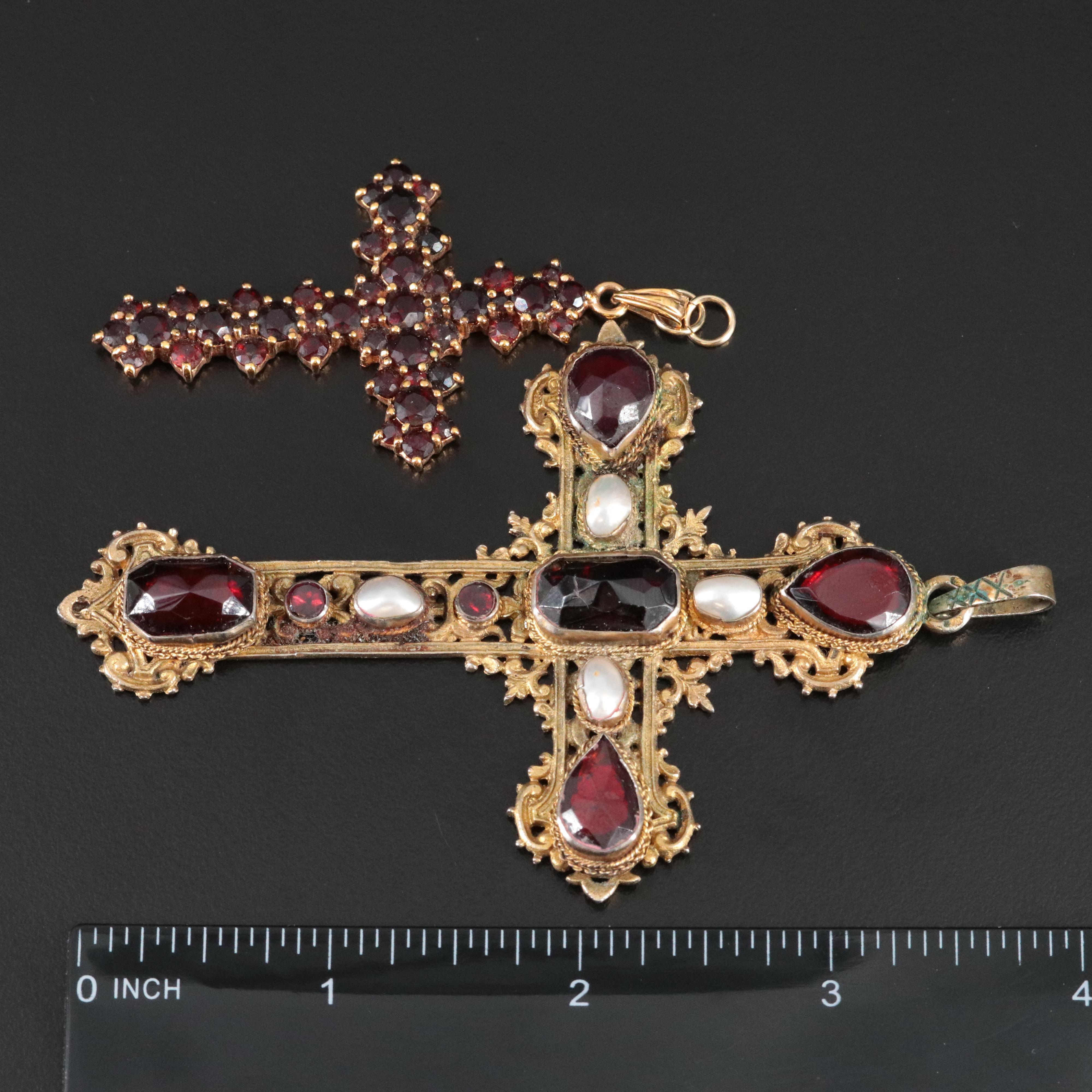 Vintage Gem Stone Cross Pendant and Pendant Necklaces