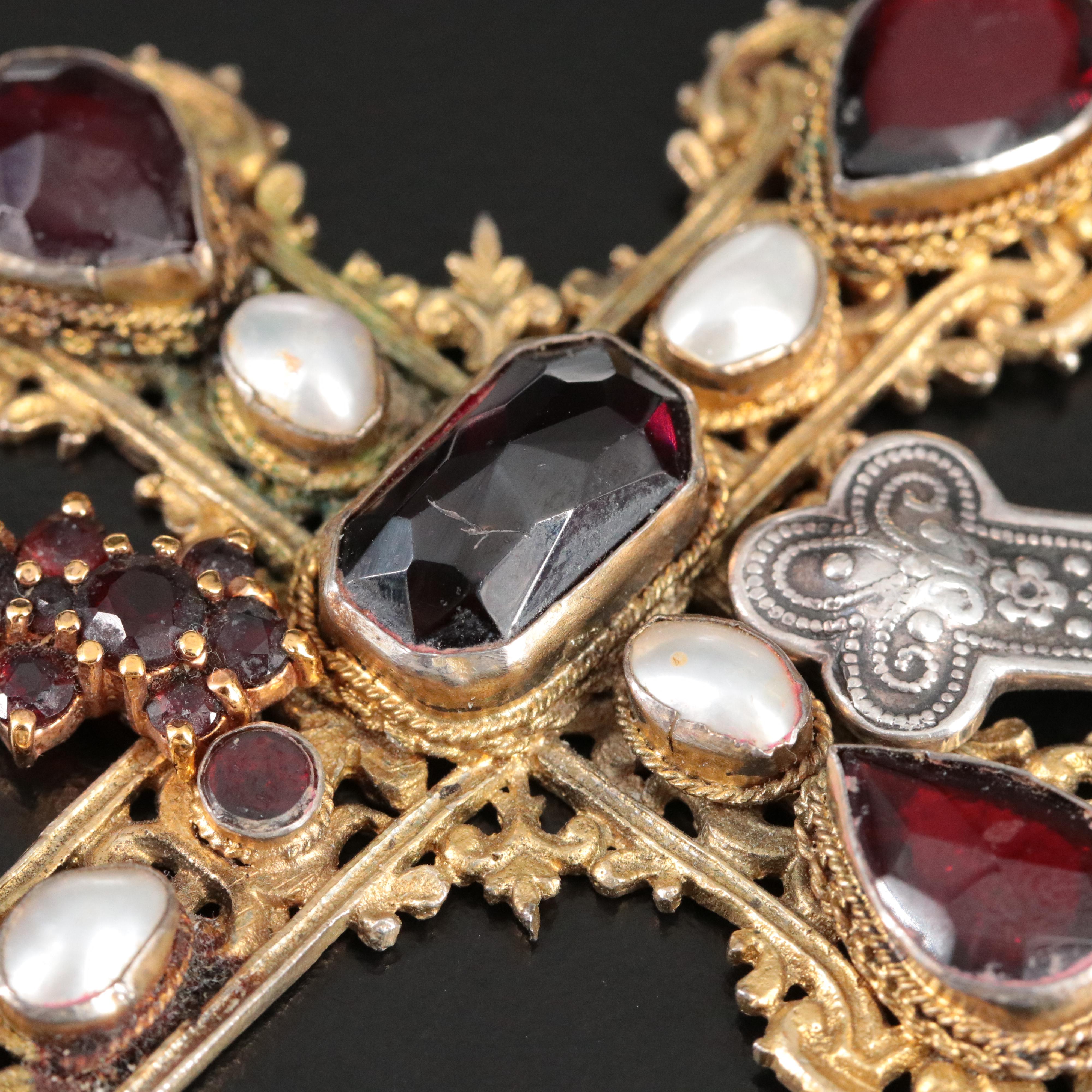 Vintage Gem Stone Cross Pendant and Pendant Necklaces